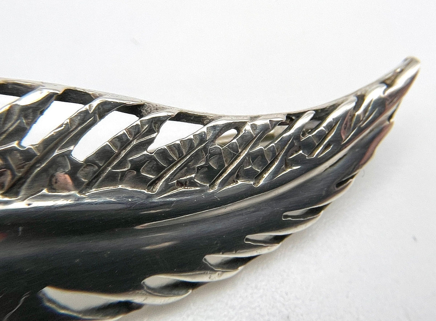 Vintage Sterling Silver Leaf Brooch - Mid-Century / Retro / Plants / Minimalist / Modernist / 925
