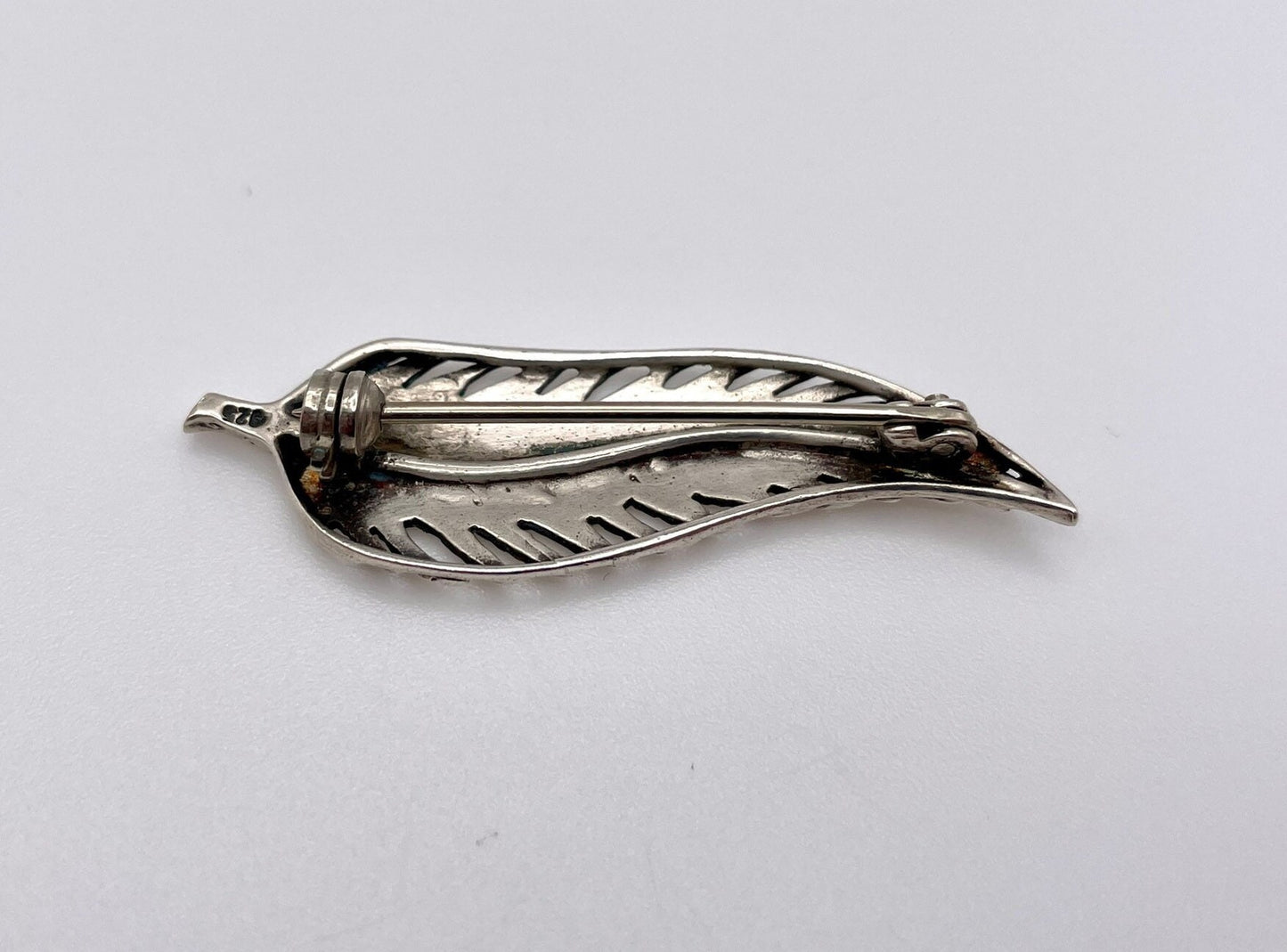 Vintage Sterling Silver Leaf Brooch - Mid-Century / Retro / Plants / Minimalist / Modernist / 925