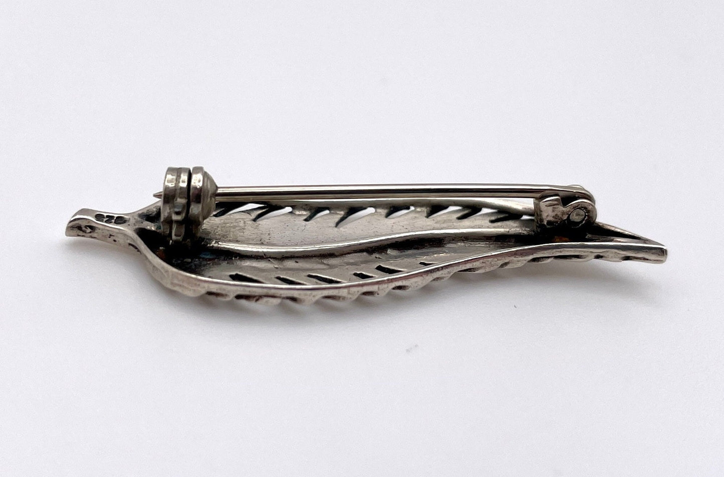 Vintage Sterling Silver Leaf Brooch - Mid-Century / Retro / Plants / Minimalist / Modernist / 925