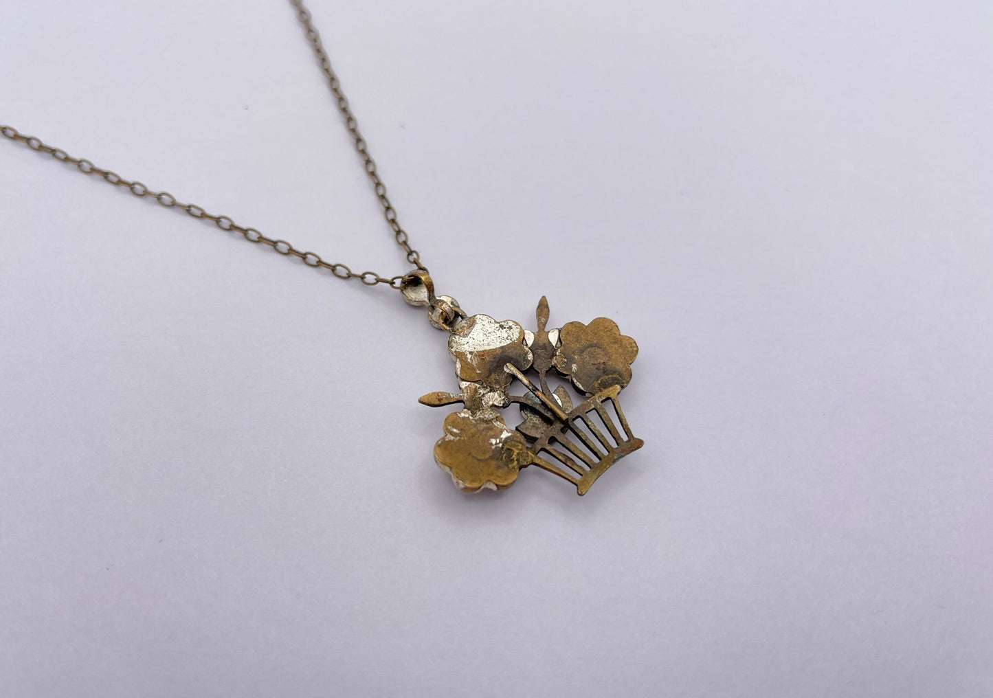 Vintage Arts and Crafts Style Necklace - Floral / Flowers / 1950s / 1960s / Kitsch / Jardiniere / Pendant