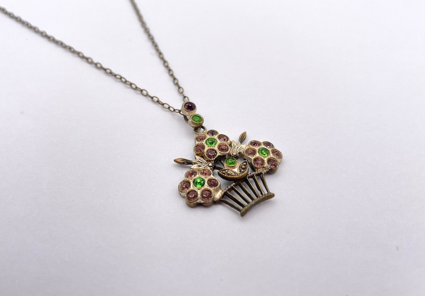 Vintage Arts and Crafts Style Necklace - Floral / Flowers / 1950s / 1960s / Kitsch / Jardiniere / Pendant