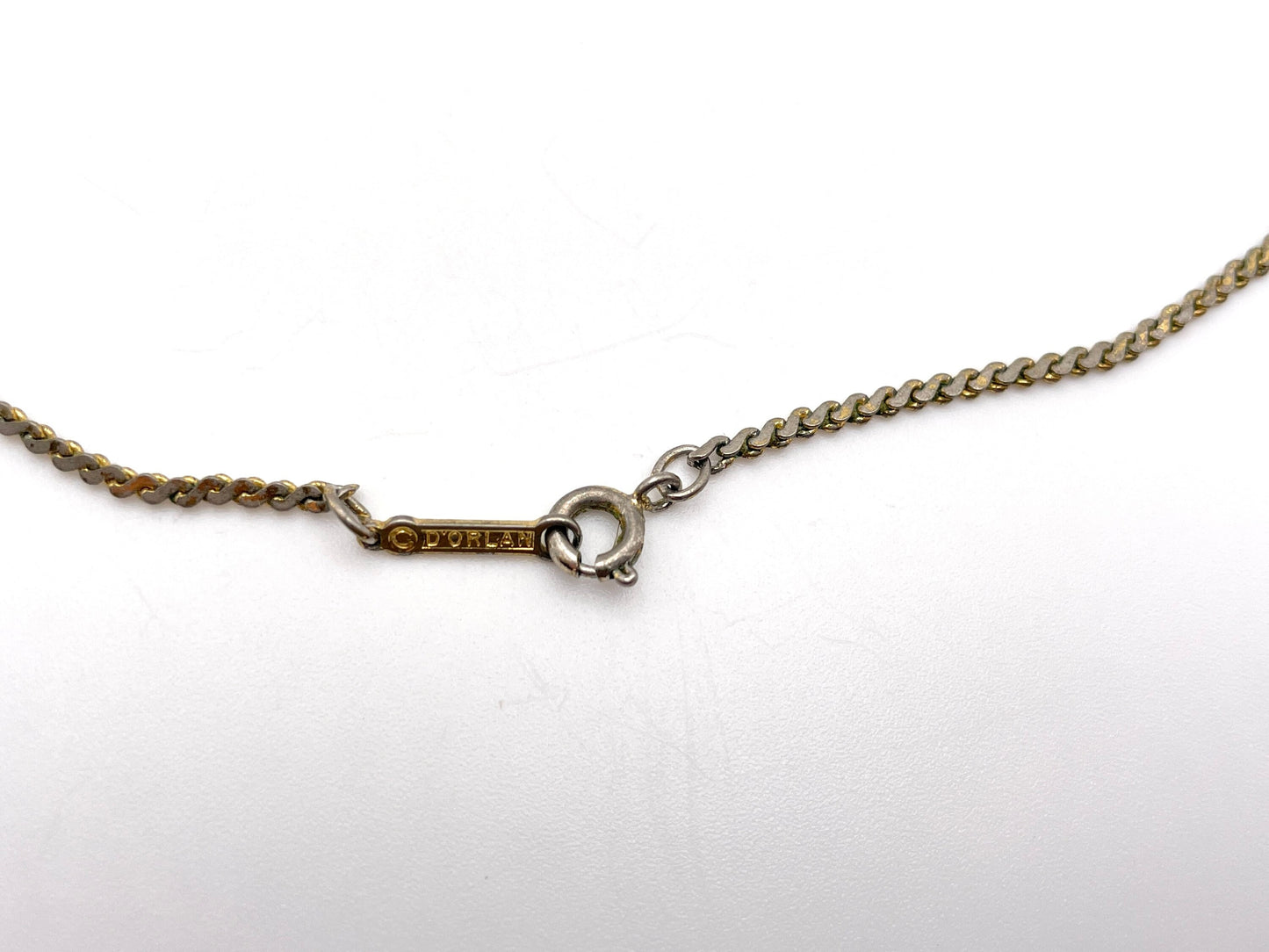 Vintage D'orlan Necklace - Gold Tone / Floral / Flowers / White Stone / Signed