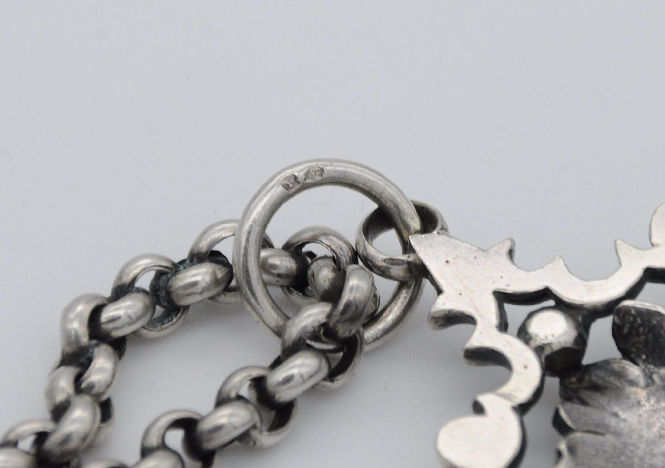 Antique Silver Art Nouveau Necklace and Pendant - T Bar / Woman / Gothic / French / Detailed / Floral / Flower / Ornate / Portrait / Patina