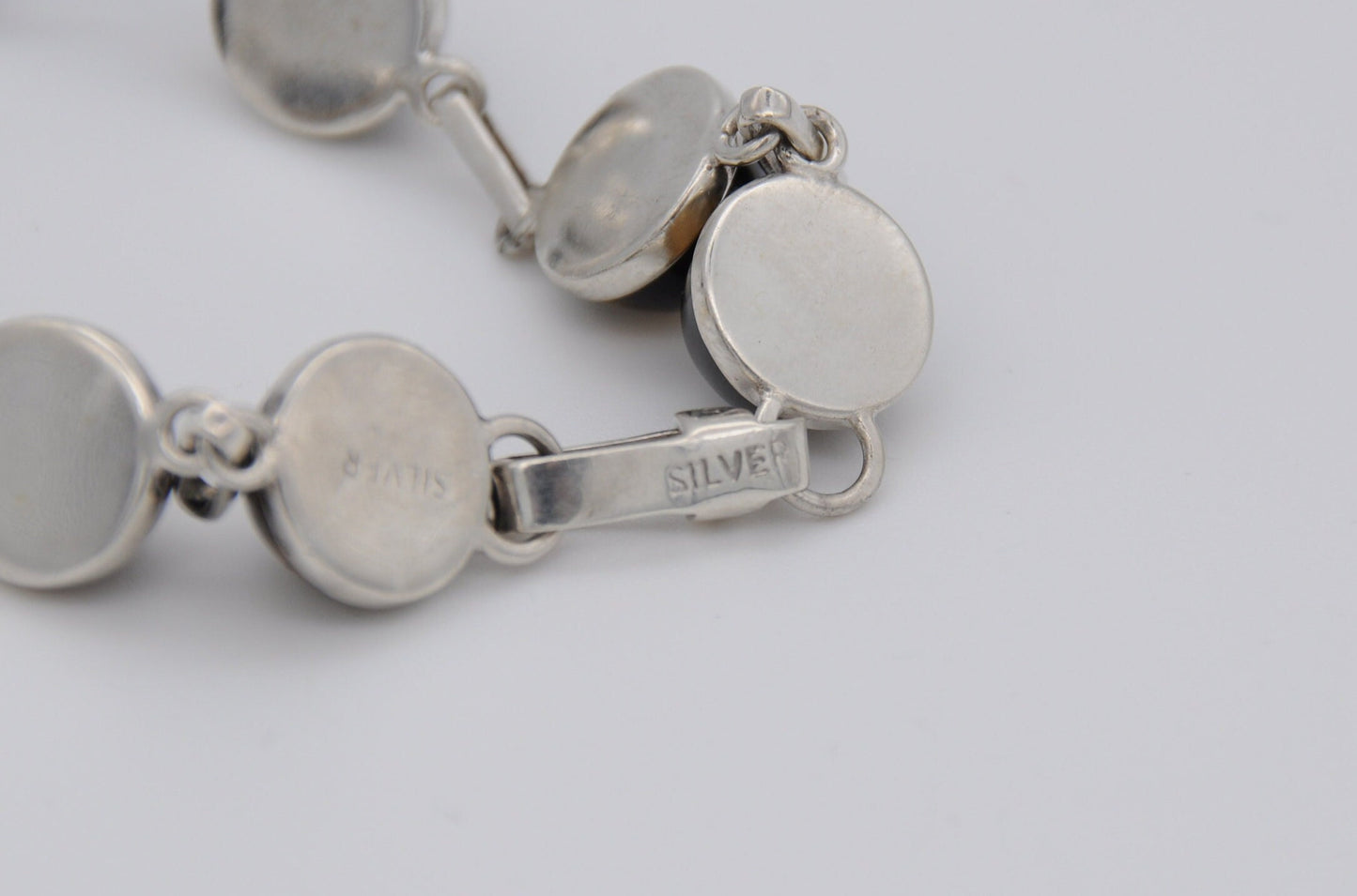 Vintage Silver and Cabochon Tiger's Eye Bracelet
