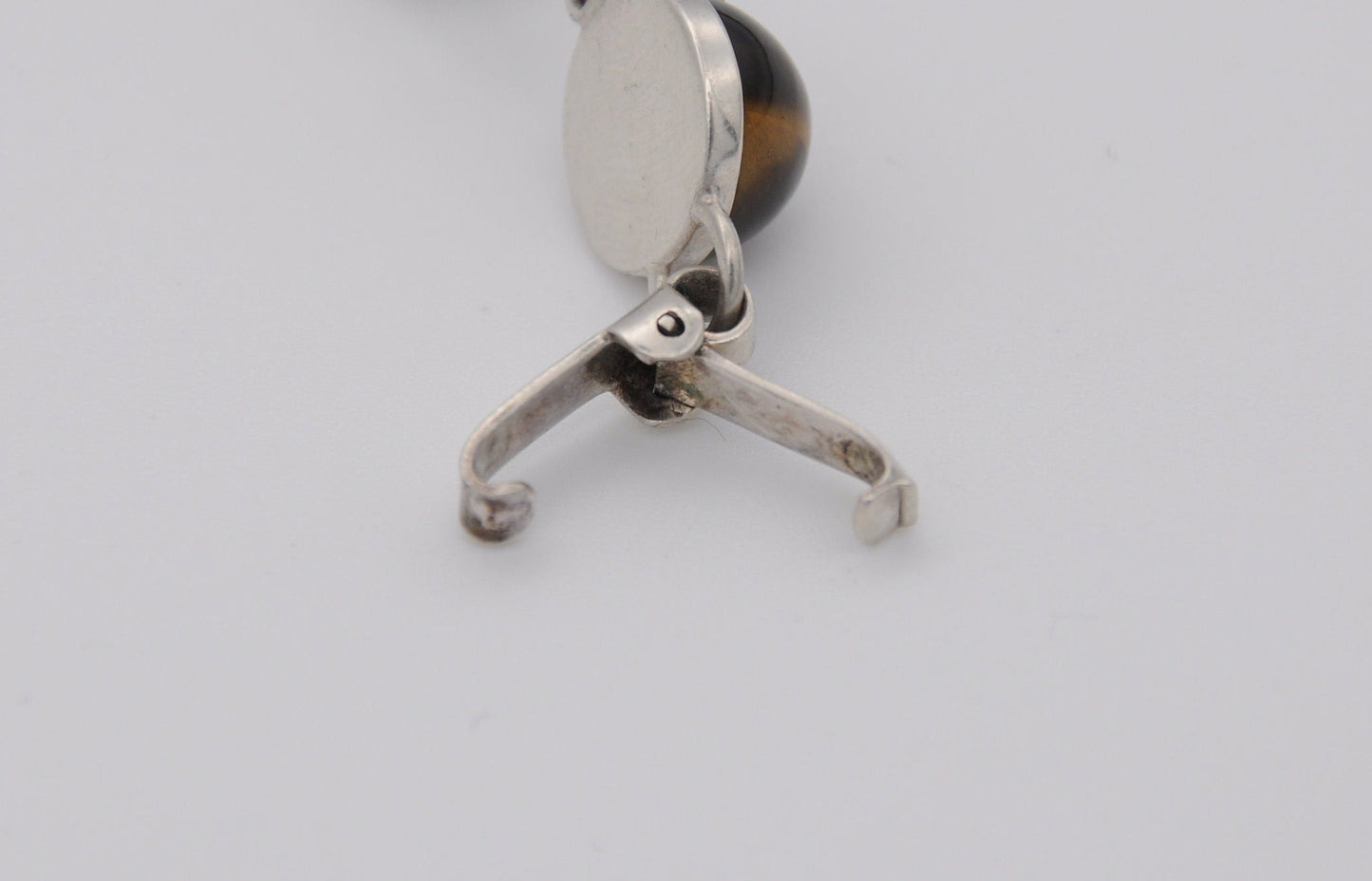 Vintage Silver and Cabochon Tiger's Eye Bracelet