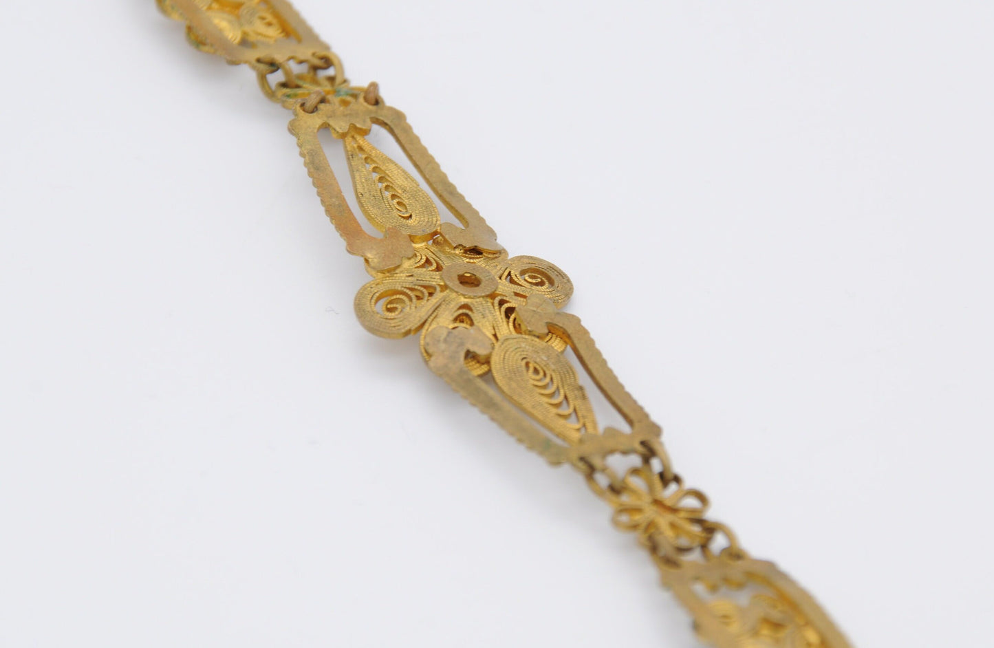 Vintage Gold Gilt Floral Filigree Bracelet - 1930s / Swirling Design / Patterned / Panel Bracelet / Czech Style / Vintage Costume