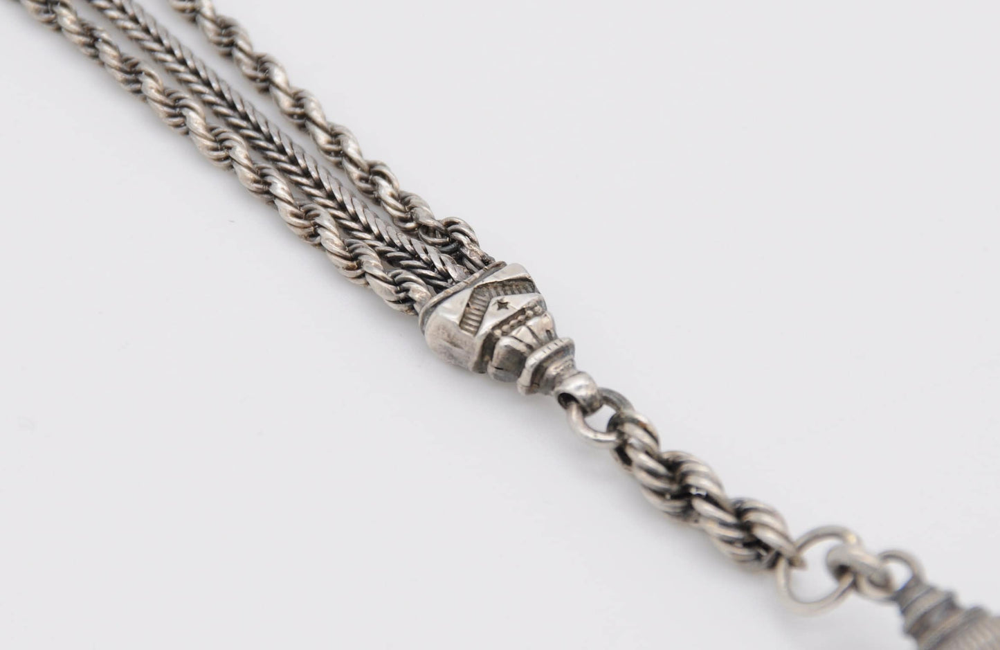 Victorian Sterling Silver Albertina Chain - Antique / Bracelet / 925 / Swirling / Patterned / Detailed