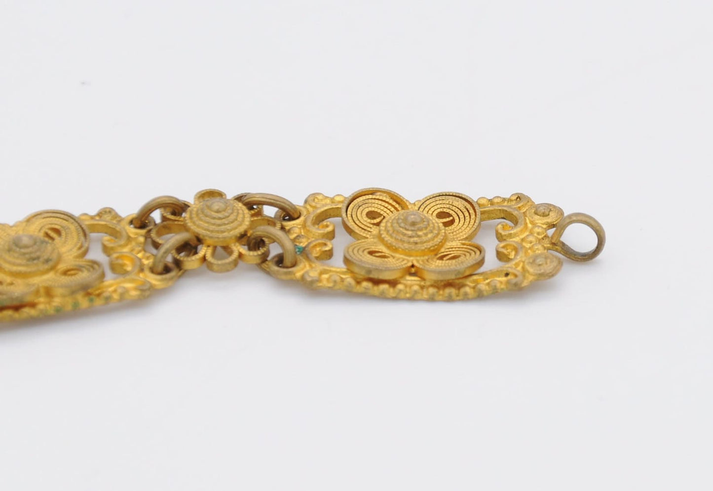 Vintage Gold Gilt Floral Filigree Bracelet - 1930s / Swirling Design / Patterned / Panel Bracelet / Czech Style / Vintage Costume