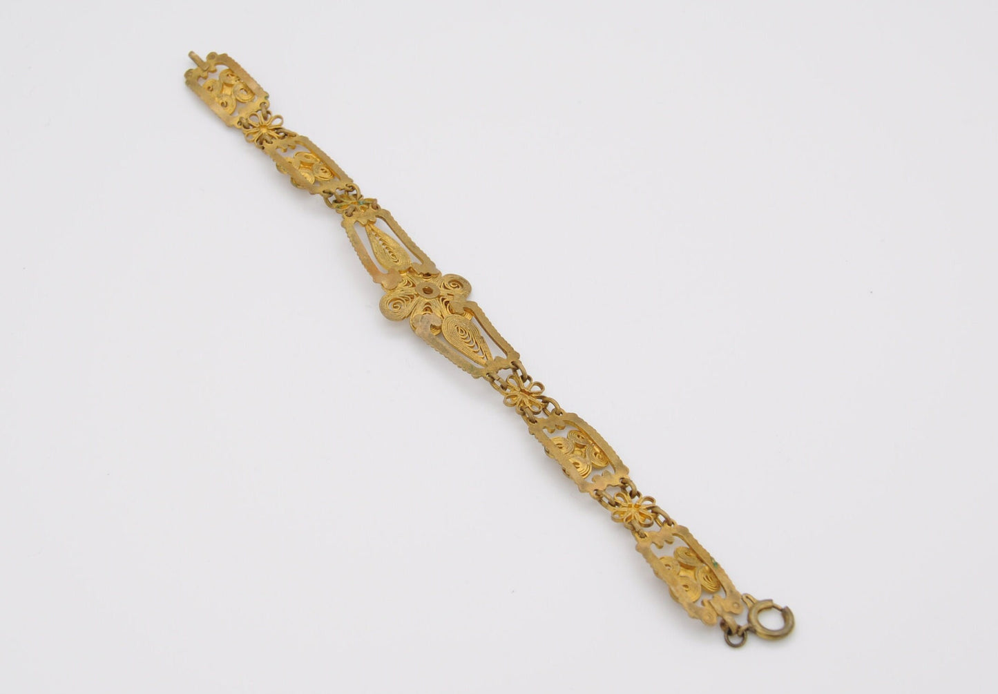 Vintage Gold Gilt Floral Filigree Bracelet - 1930s / Swirling Design / Patterned / Panel Bracelet / Czech Style / Vintage Costume
