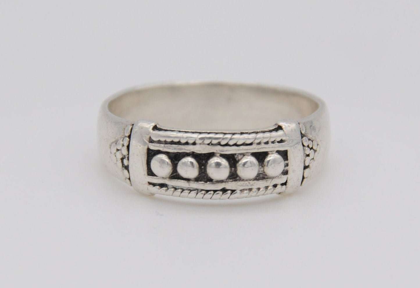 Vintage Silver Granulated Band Ring - 925 / Sterling Silver / Detailed / Brutalist / Modernist / Minimalist / UK Size - T / US Size - 9 3/4