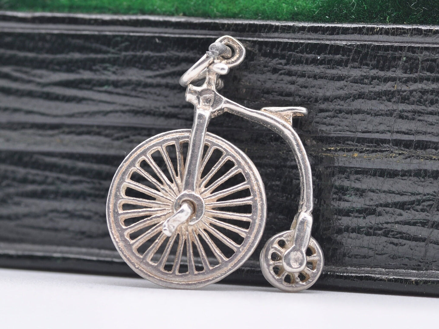 Vintage Sterling Silver Penny-Farthing Charm / Pendant - Bike / Wheel / Moving / Charm Bracelet