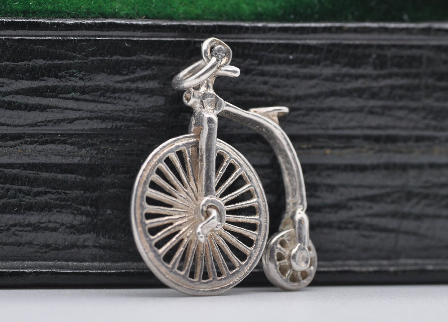 Vintage Sterling Silver Penny-Farthing Charm / Pendant - Bike / Wheel / Moving / Charm Bracelet