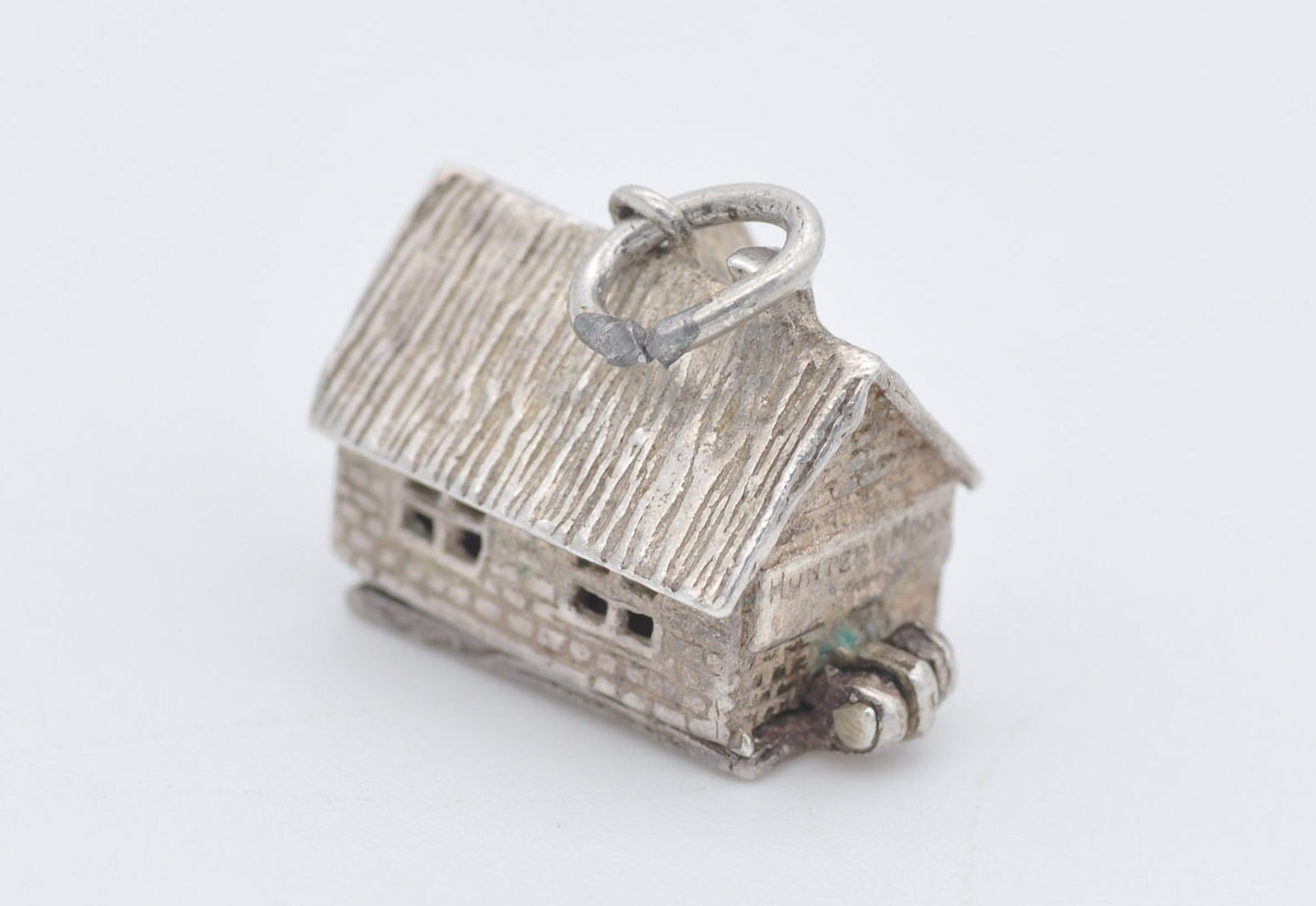 Vintage Sterling Silver Opening Pub / Tavern Charm - Articulated / Hunters Moon Pub / Man Drinking / Rare / Detailed / 1960s / for Bracelet
