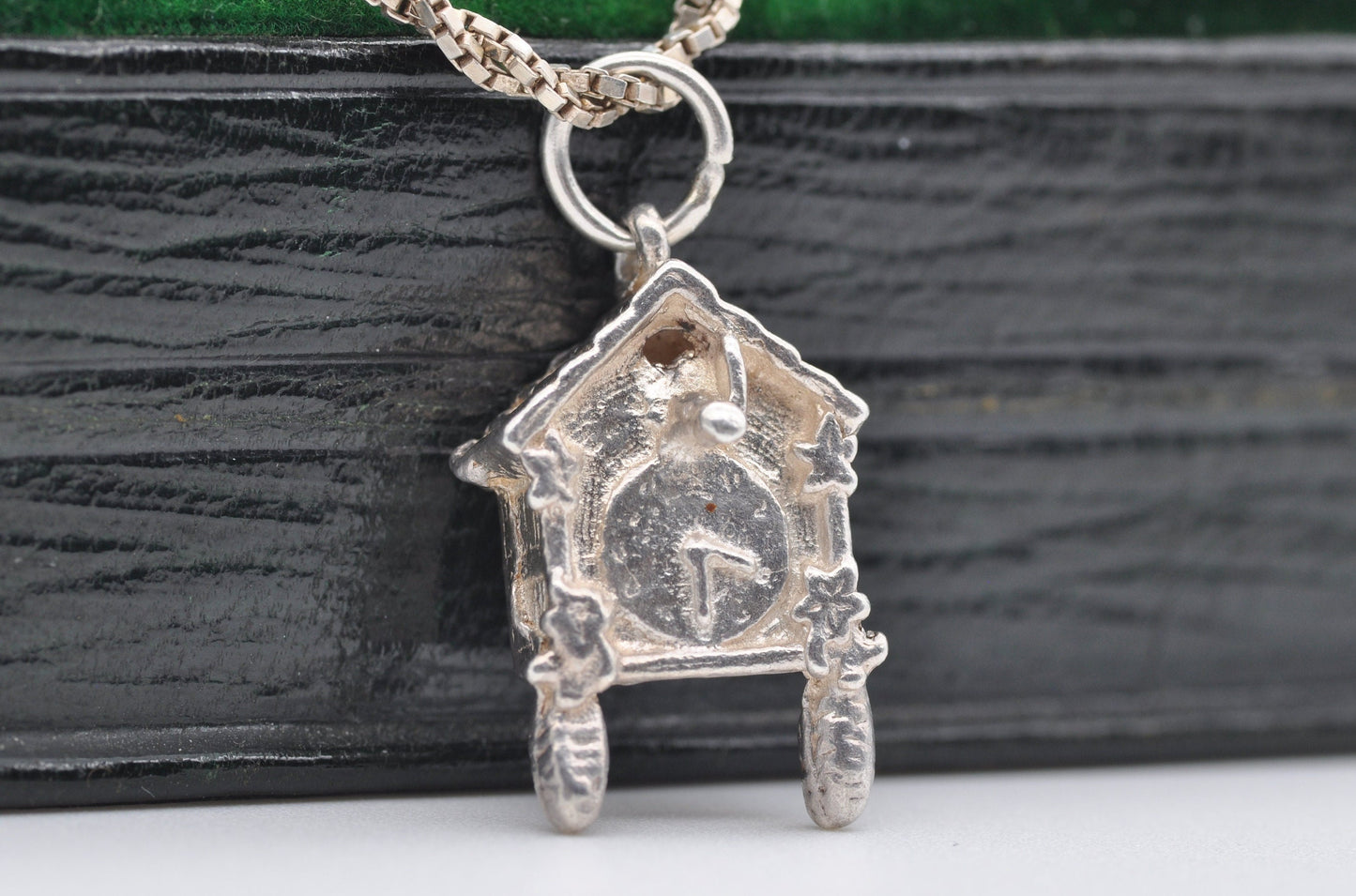 Vintage Silver Cuckoo Clock Charm / Pendant - Wall Clock / Detailed / Charm Bracelet
