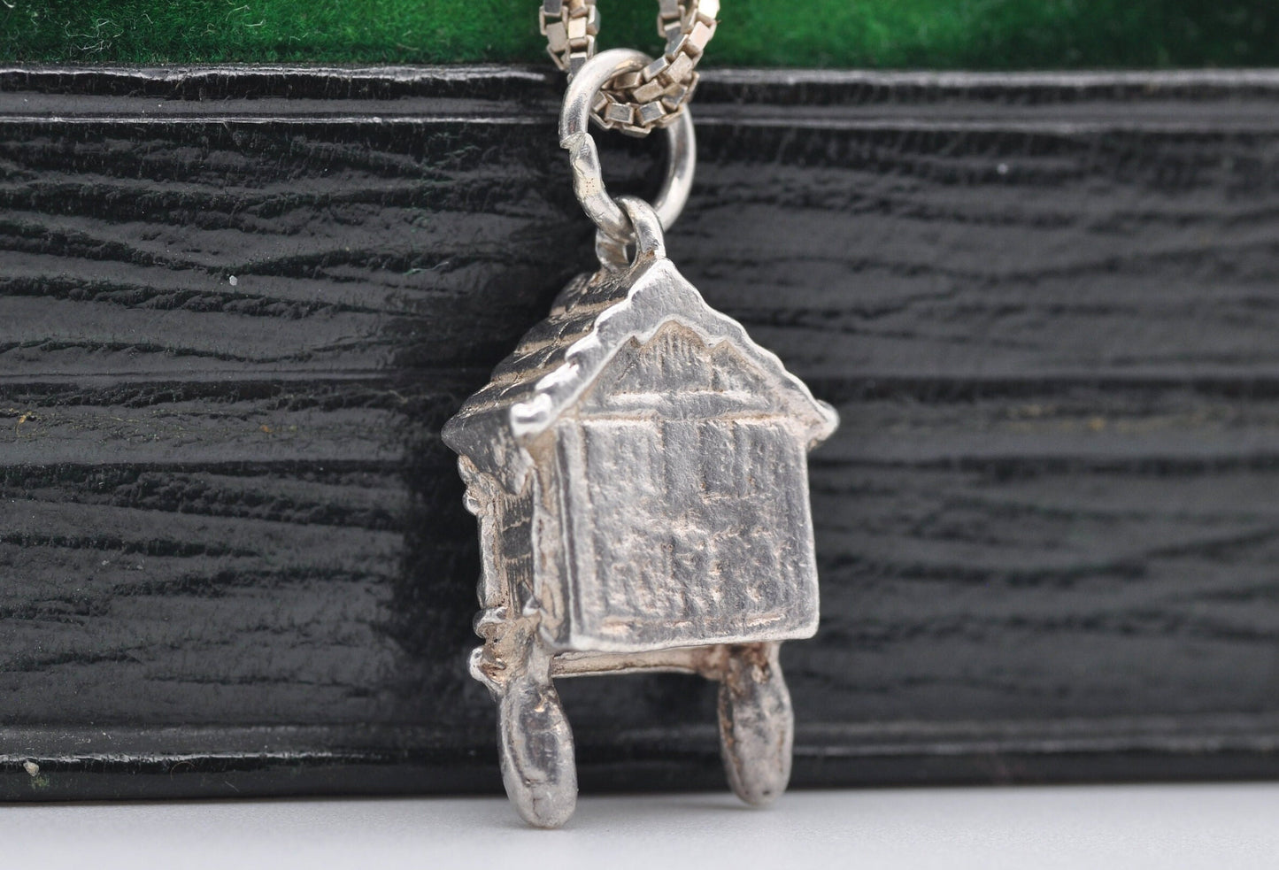 Vintage Silver Cuckoo Clock Charm / Pendant - Wall Clock / Detailed / Charm Bracelet