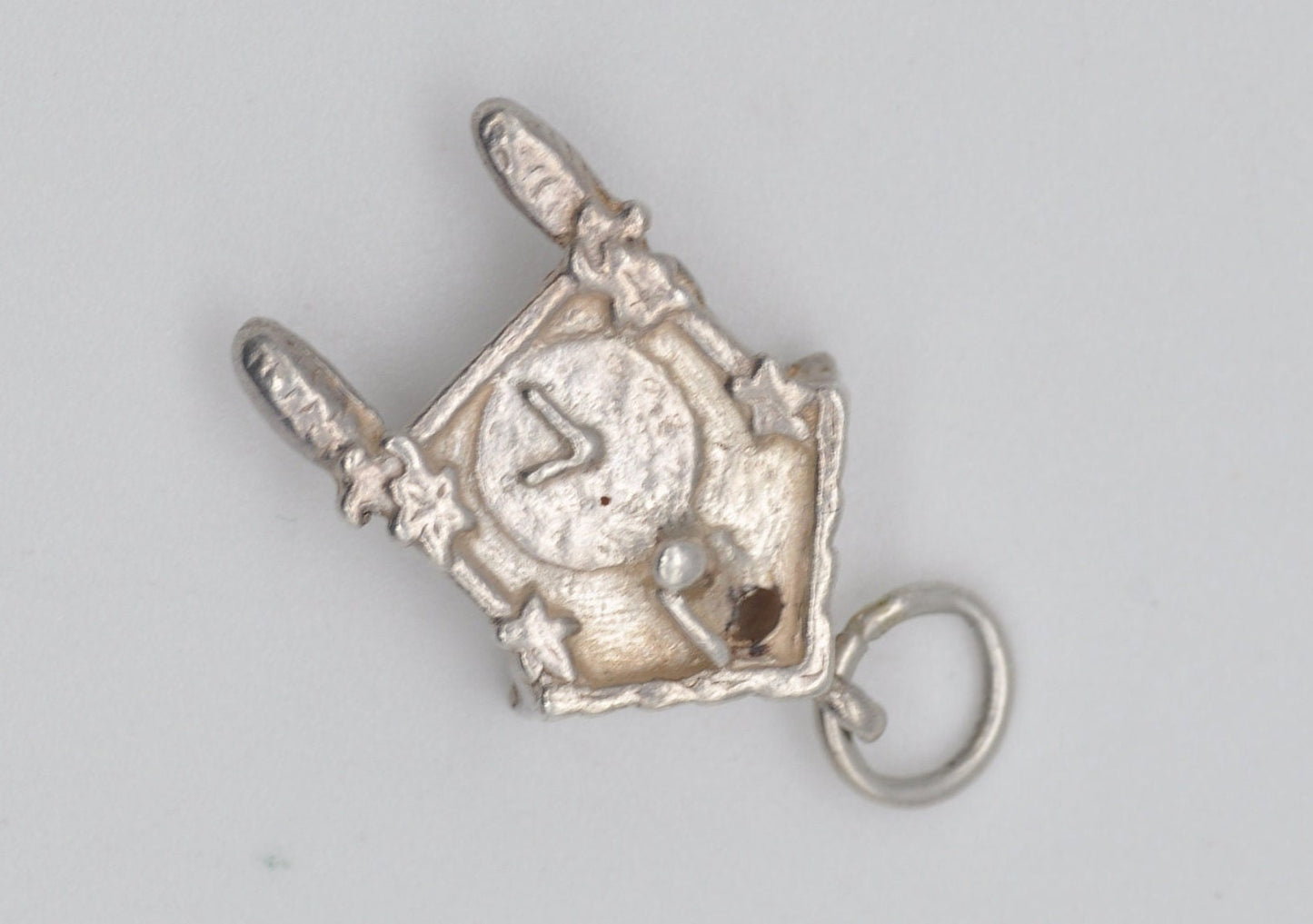 Vintage Silver Cuckoo Clock Charm / Pendant - Wall Clock / Detailed / Charm Bracelet