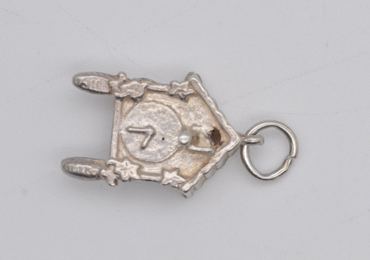 Vintage Silver Cuckoo Clock Charm / Pendant - Wall Clock / Detailed / Charm Bracelet