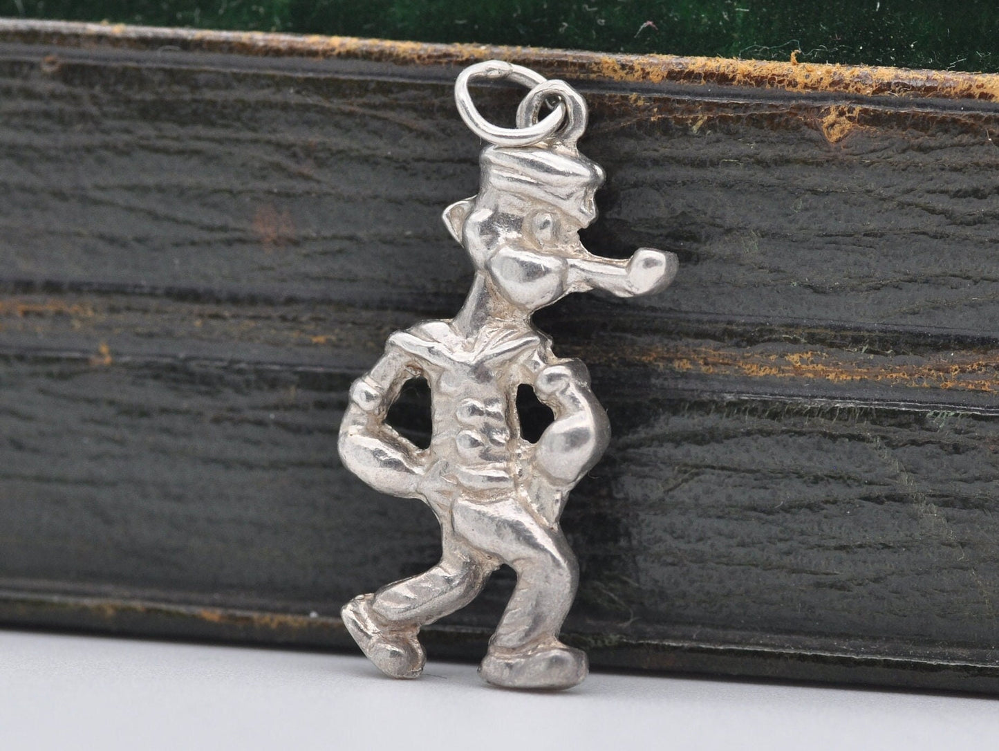 Vintage Silver Popeye Charm / Pendant - Character / Detailed / Charm Bracelet