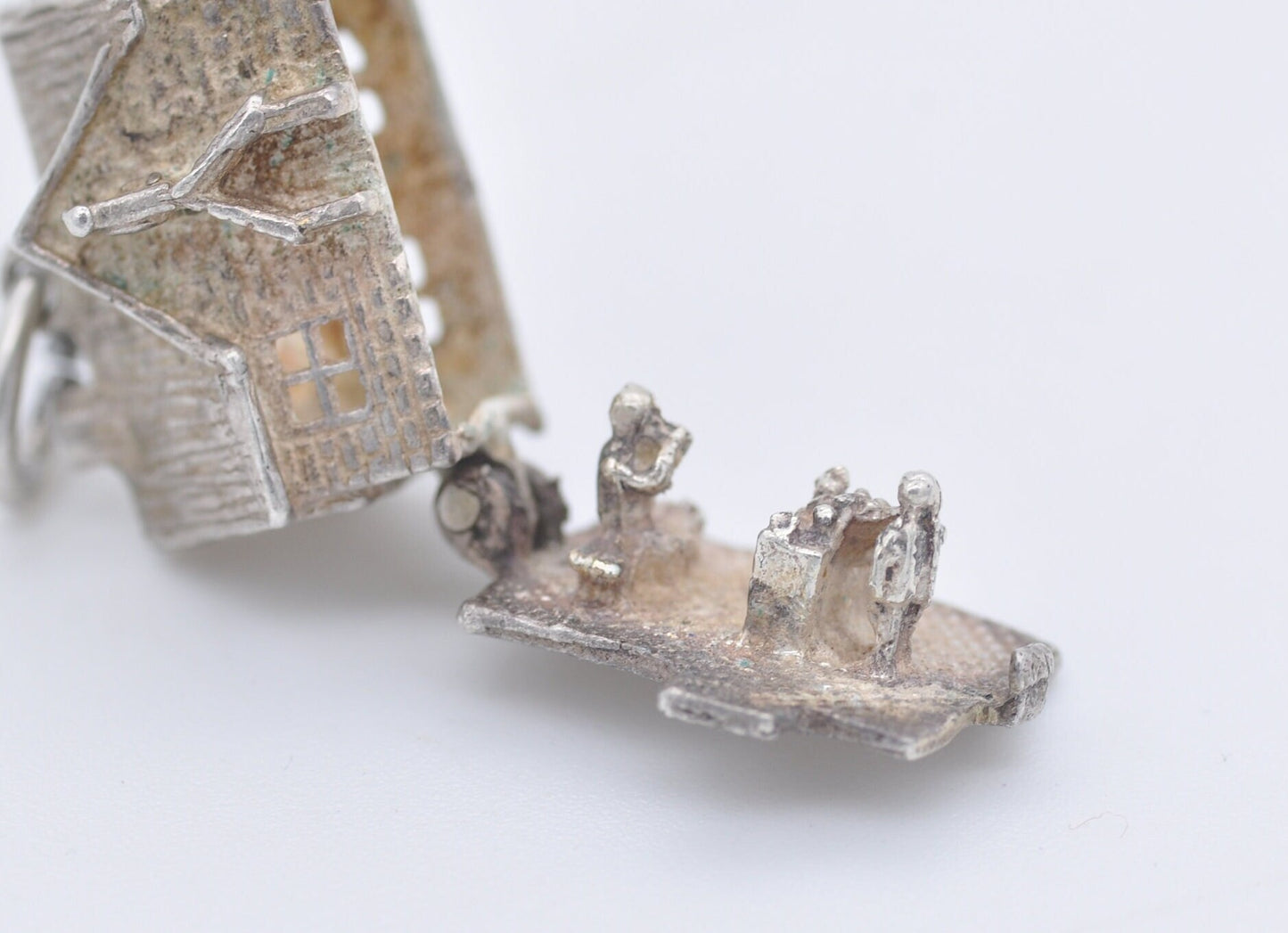 Vintage Sterling Silver Opening Pub / Tavern Charm - Articulated / Hunters Moon Pub / Man Drinking / Rare / Detailed / 1960s / for Bracelet