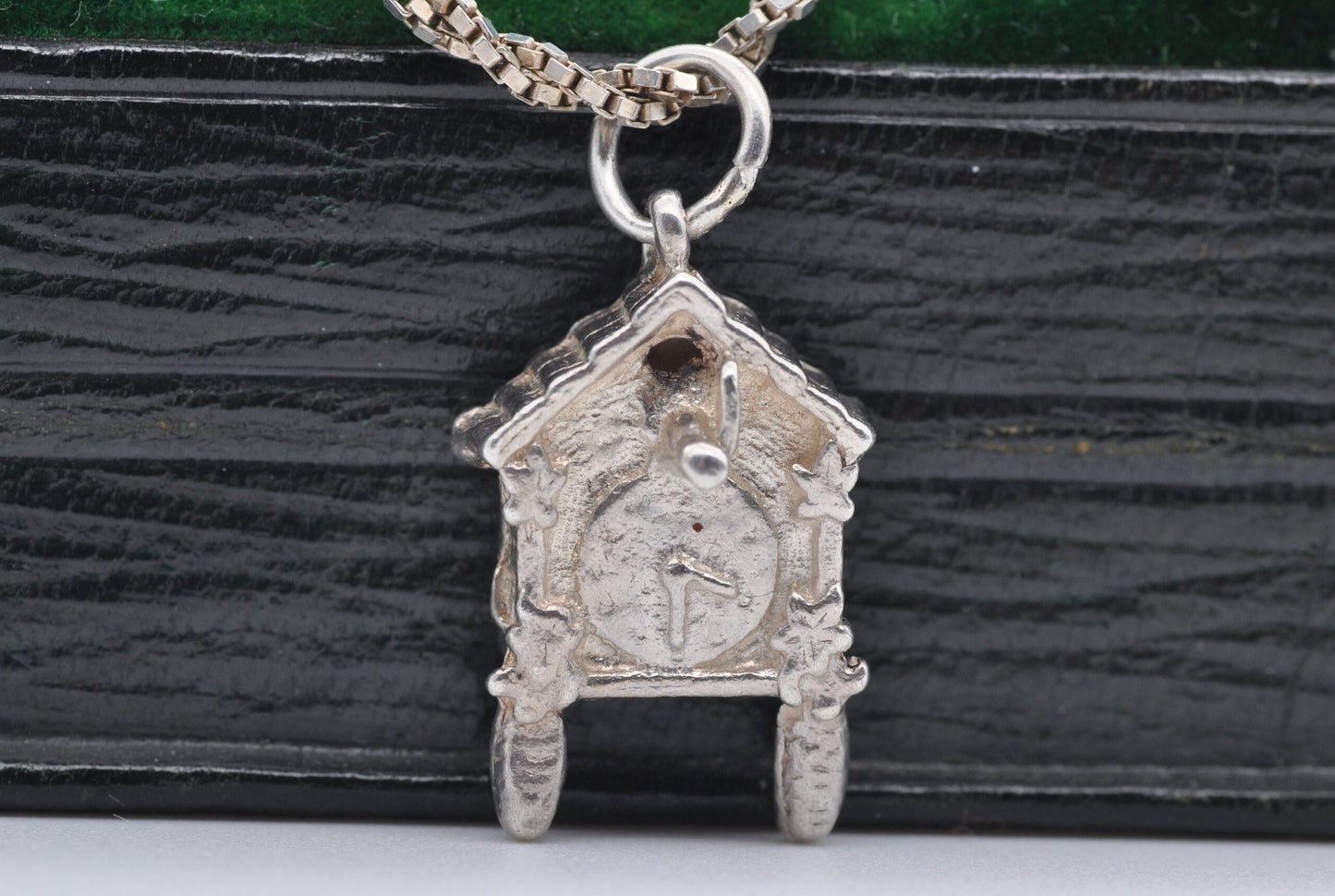 Vintage Silver Cuckoo Clock Charm / Pendant - Wall Clock / Detailed / Charm Bracelet