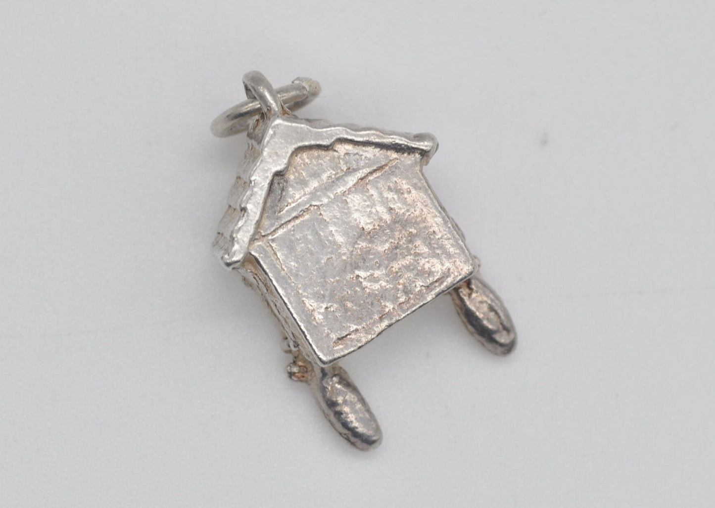 Vintage Silver Cuckoo Clock Charm / Pendant - Wall Clock / Detailed / Charm Bracelet
