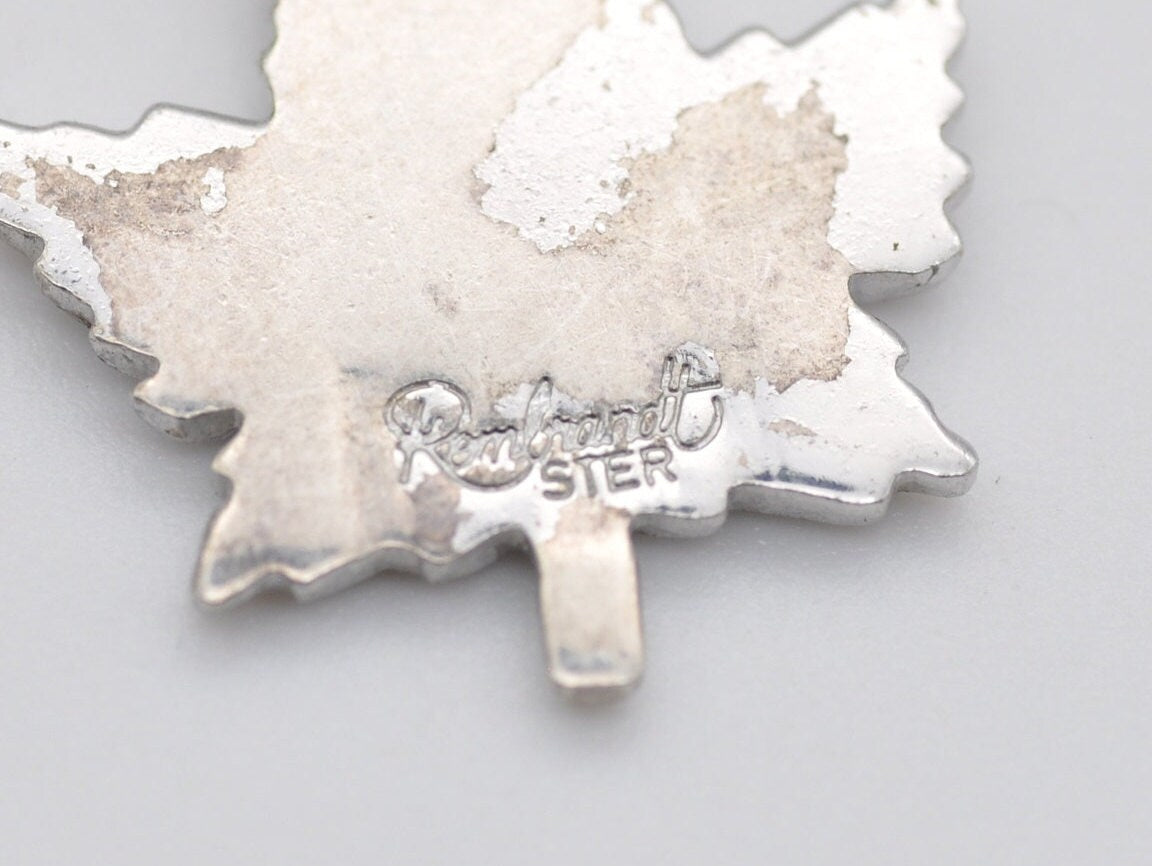 Vintage Sterling Silver Kitchener Canada Maple Leaf Charm / Pendant - Rembrandt / Souvenir / Leaf / Charm Bracelet