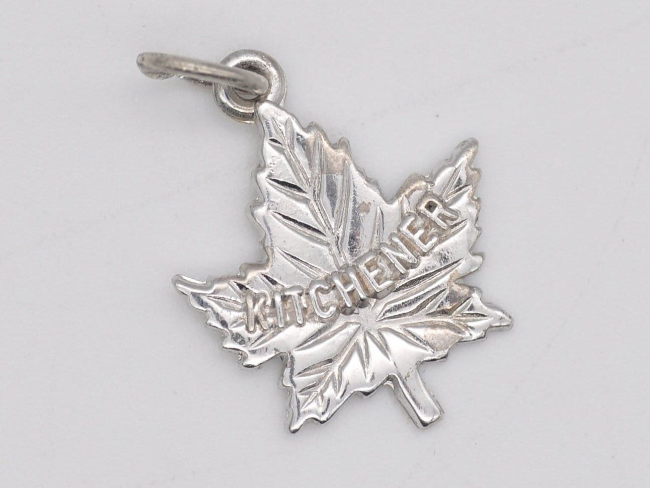 Vintage Sterling Silver Kitchener Canada Maple Leaf Charm / Pendant - Rembrandt / Souvenir / Leaf / Charm Bracelet