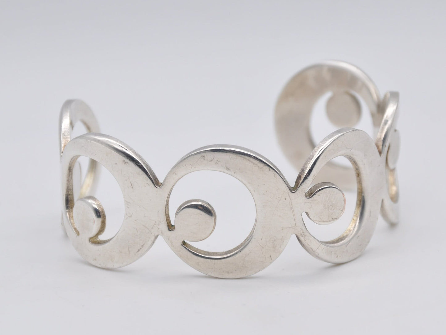 Vintage Silver Plated Newbridge Modernist Bangle - Mid-Century | Moon | Geometric | Statement | Gift