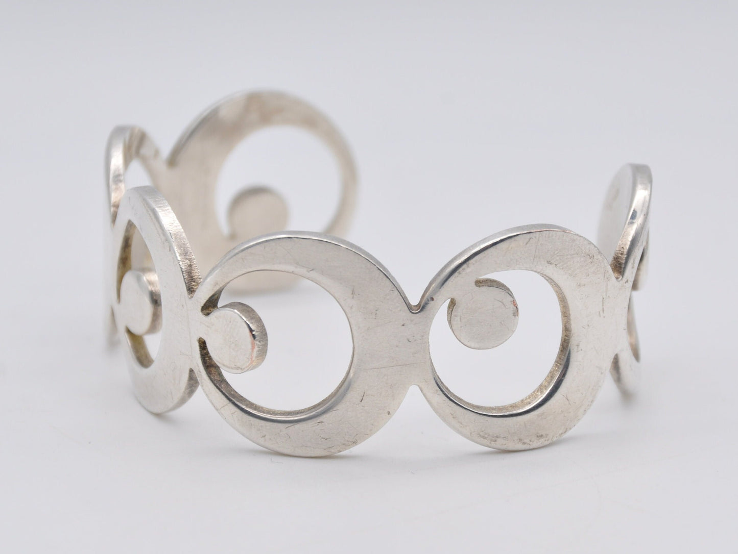 Vintage Silver Plated Newbridge Modernist Bangle - Mid-Century | Moon | Geometric | Statement | Gift