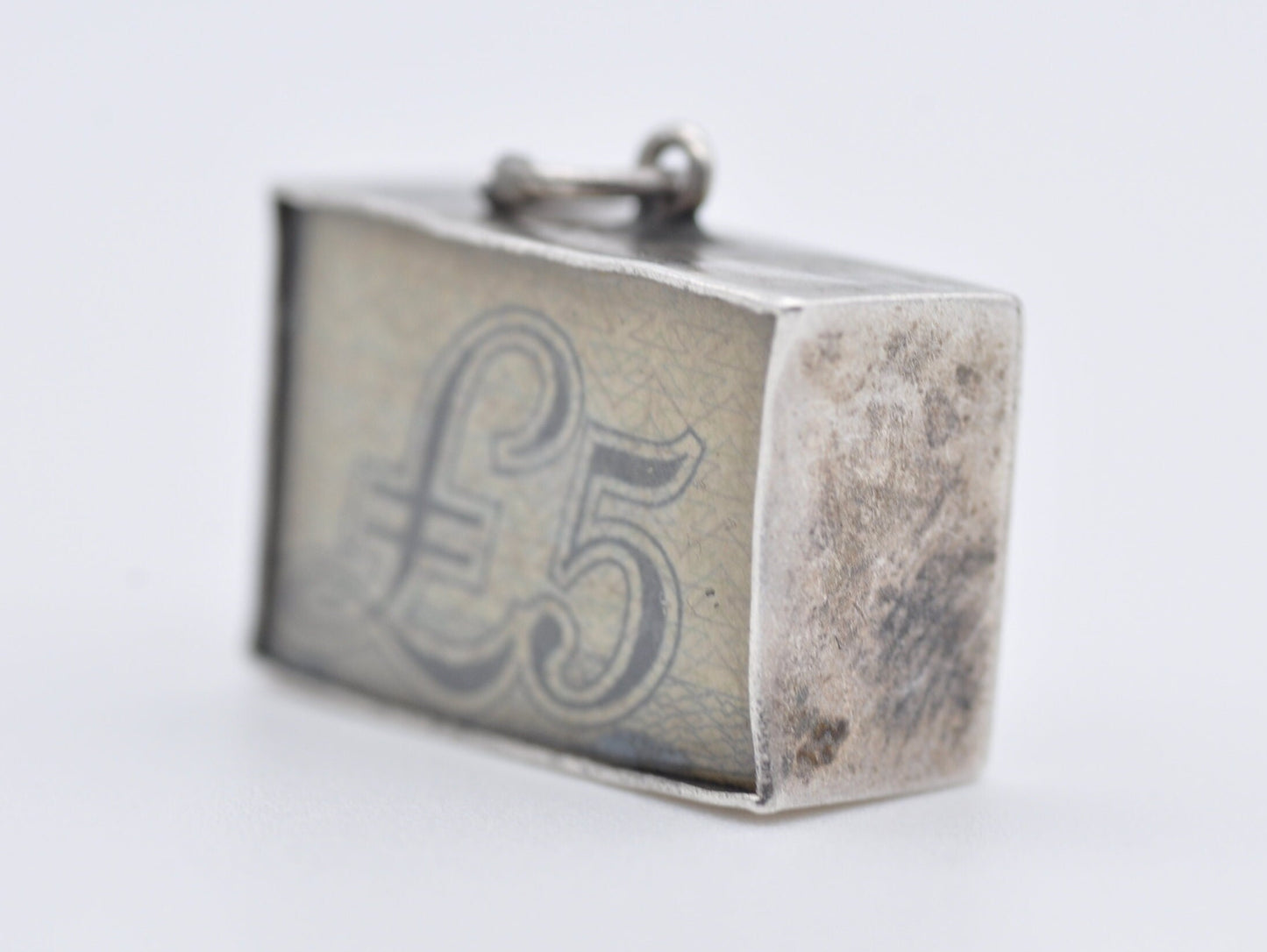 Vintage Sterling Silver 5 Pound Emergency Money Charm / Pendant - In Emergency Break Glass / Interesting / Charm Bracelet