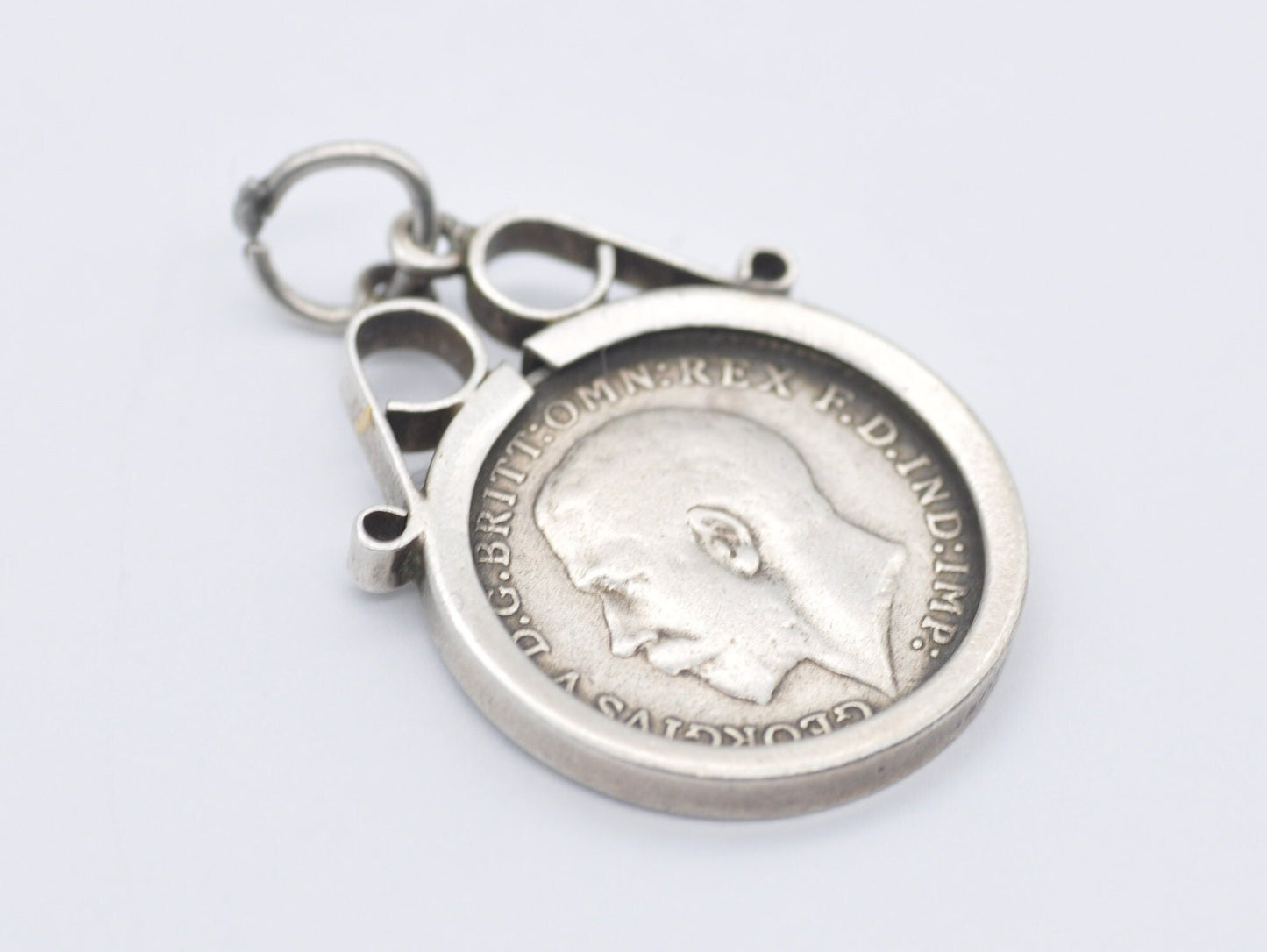 Vintage Silver King George V 1913 3 pence Charm / Pendant - Mount / Coin Jewellery / Coin Charm / Charm Bracelet