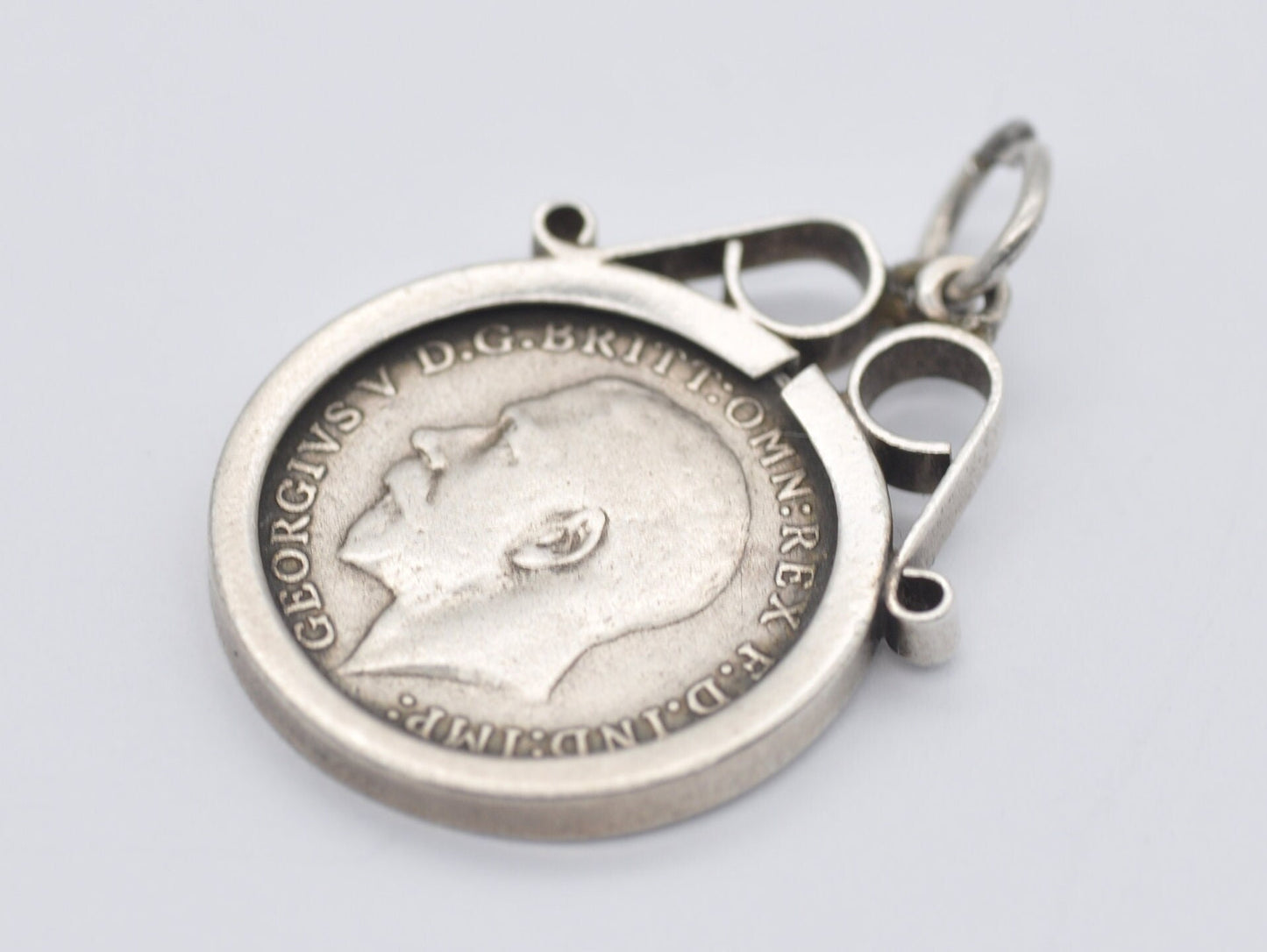 Vintage Silver King George V 1913 3 pence Charm / Pendant - Mount / Coin Jewellery / Coin Charm / Charm Bracelet