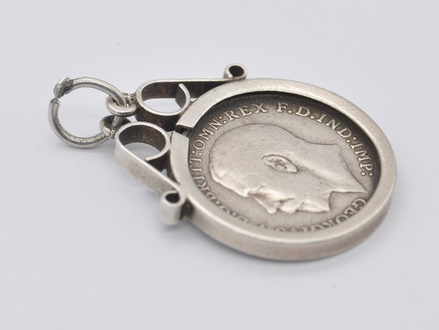 Vintage Silver King George V 1913 3 pence Charm / Pendant - Mount / Coin Jewellery / Coin Charm / Charm Bracelet