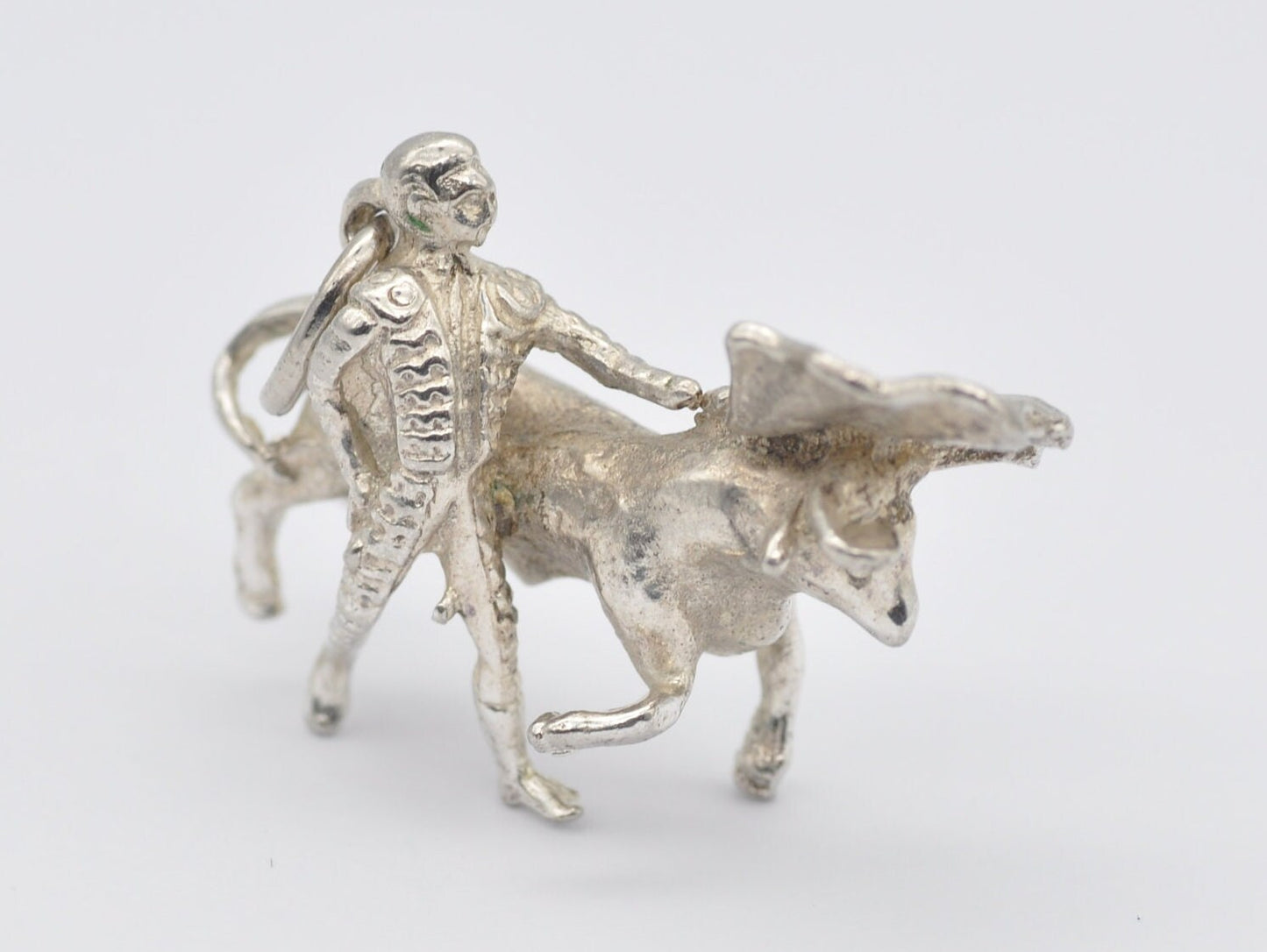 Vintage Sterling Silver Bullfighting Charm / Pendant - Matador / Sport / Bullfighter / Flag / Spain / Spanish / Charm Bracelet