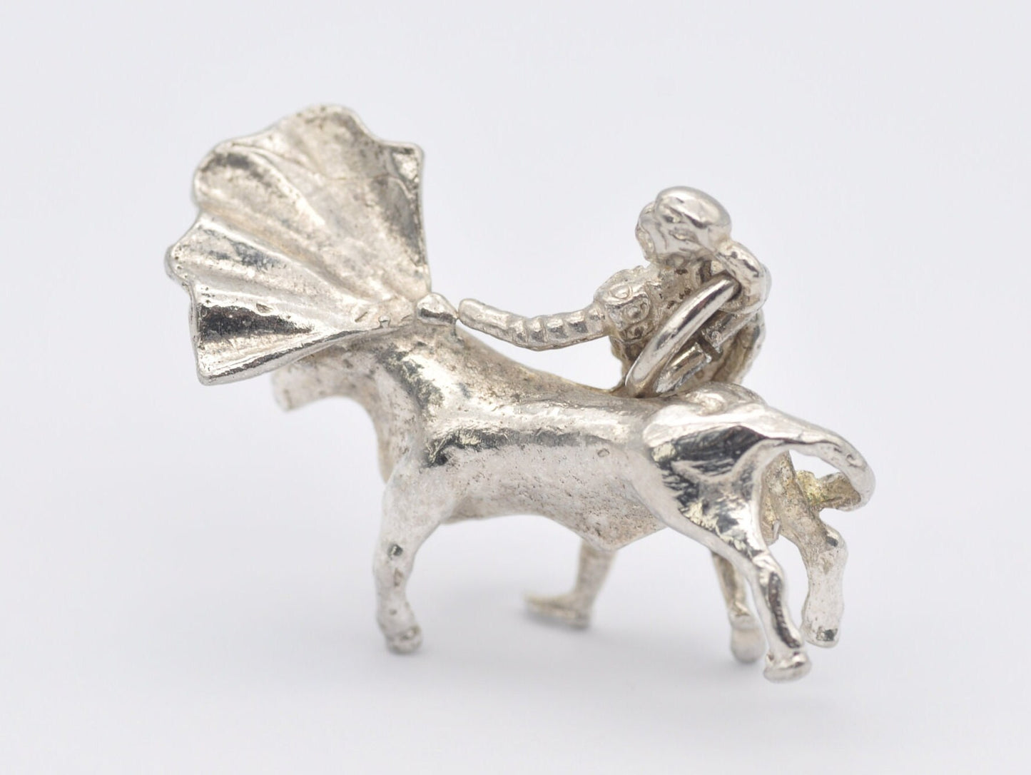 Vintage Sterling Silver Bullfighting Charm / Pendant - Matador / Sport / Bullfighter / Flag / Spain / Spanish / Charm Bracelet