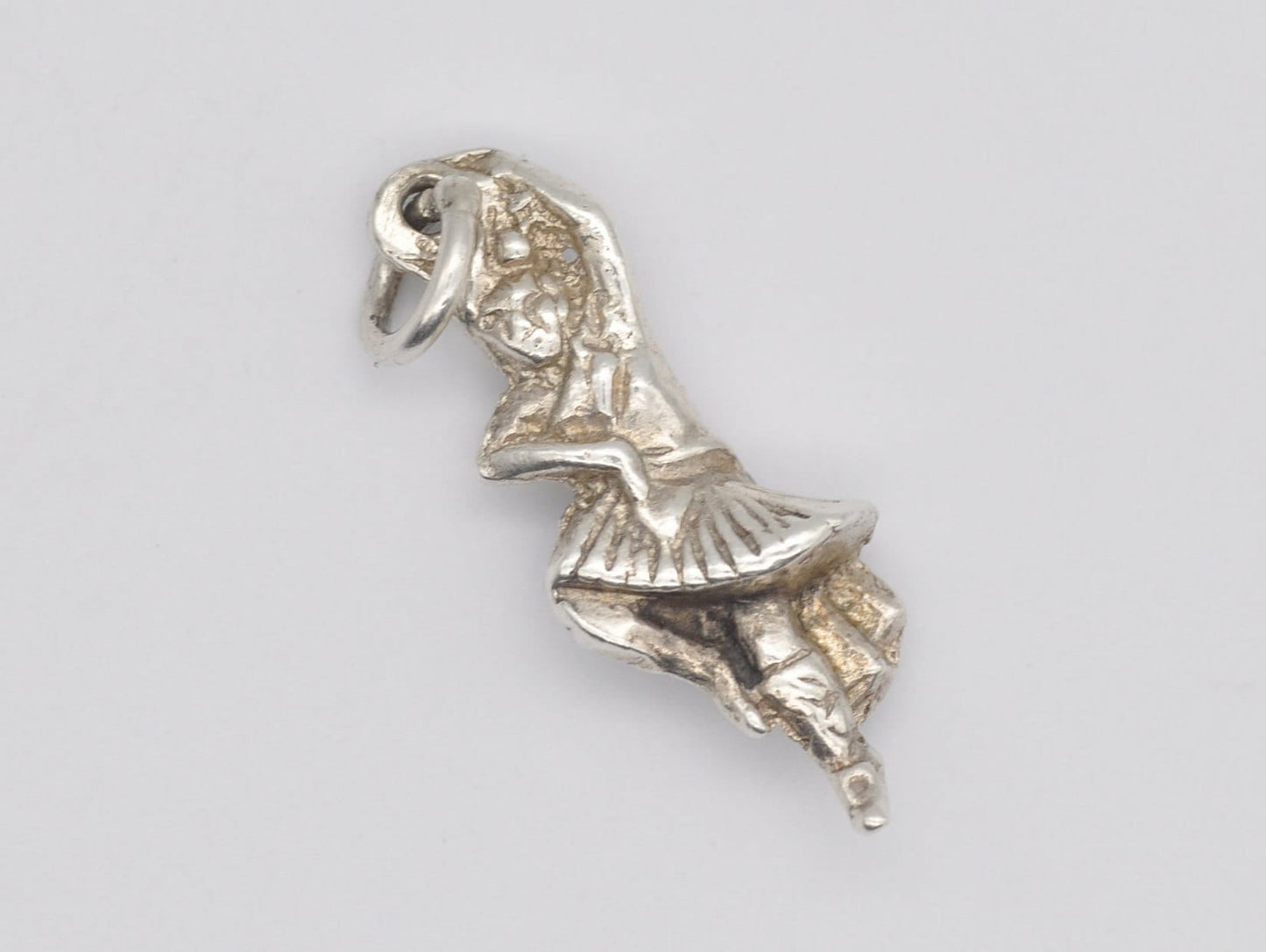 Vintage Sterling Silver Dancer Charm / Pendant - Ballet / Ballerina / Dancing Woman / Dress / Spinning / Charm Bracelet