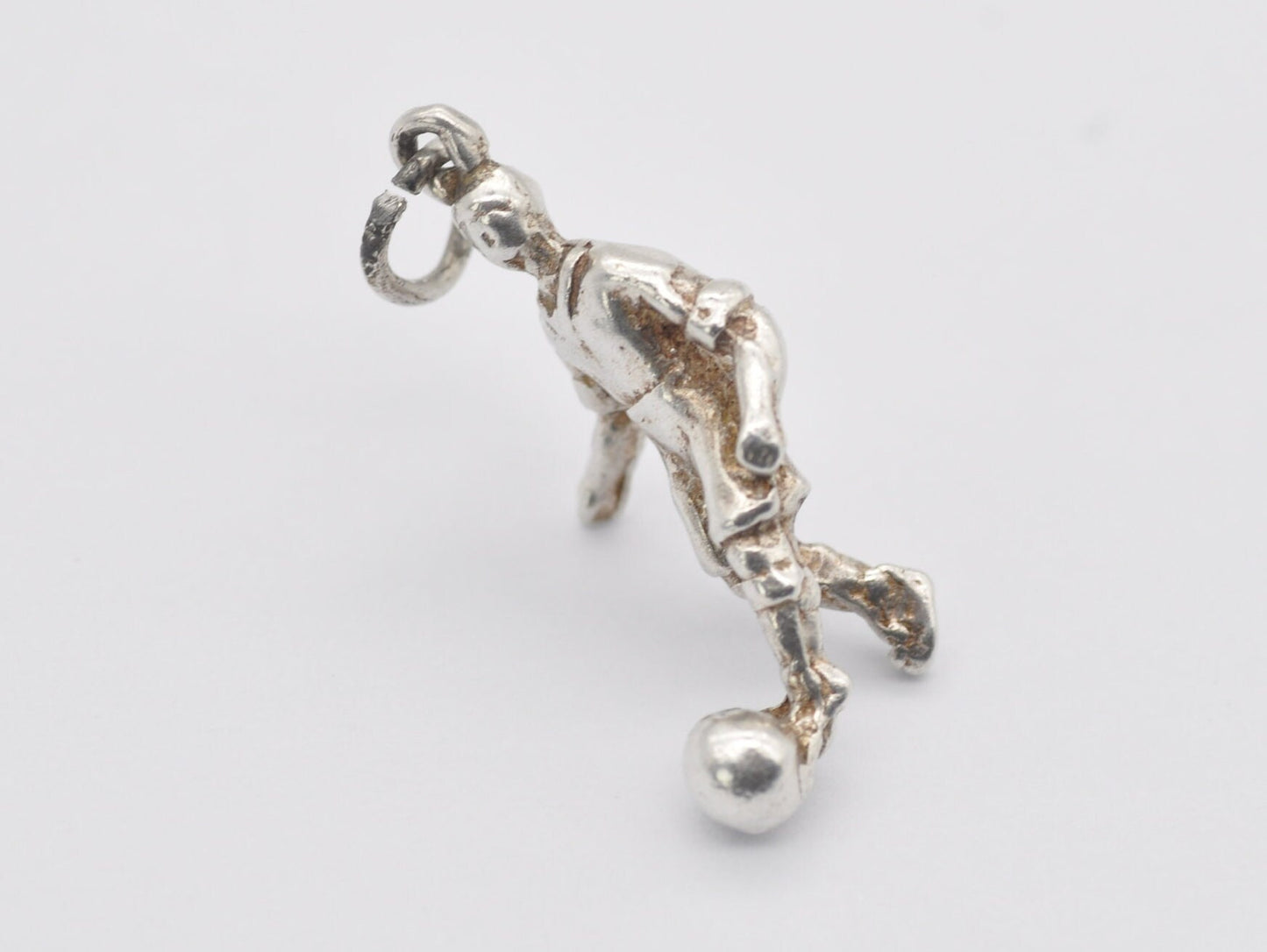 Vintage Sterling Silver Footballer Charm / Pendant - Sport / Soccer / Football / Charm Bracelet