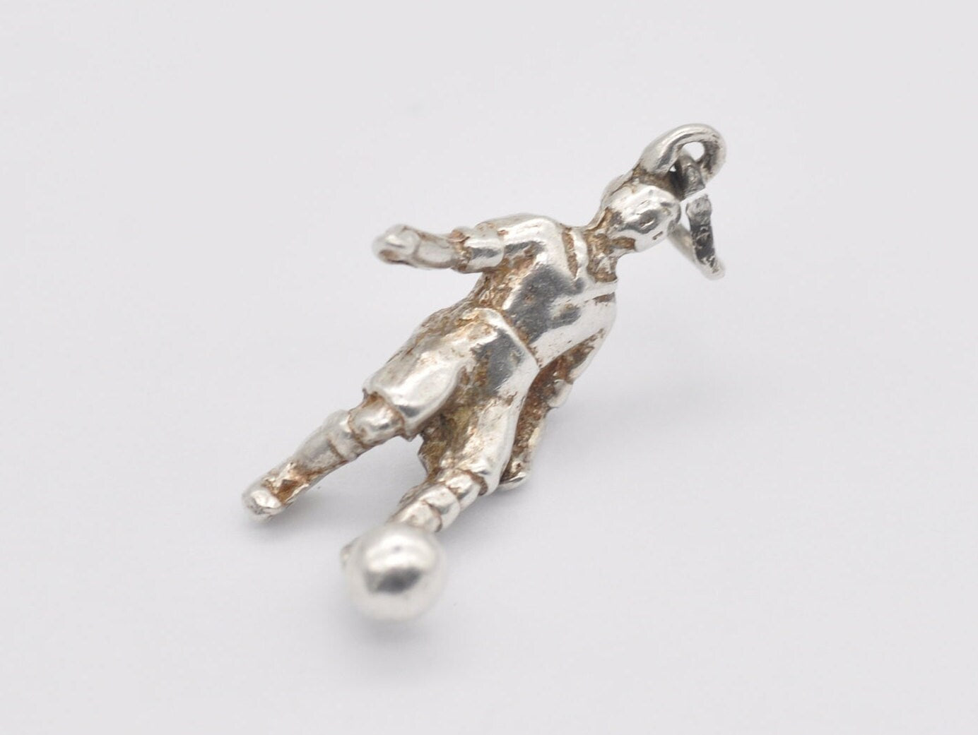 Vintage Sterling Silver Footballer Charm / Pendant - Sport / Soccer / Football / Charm Bracelet