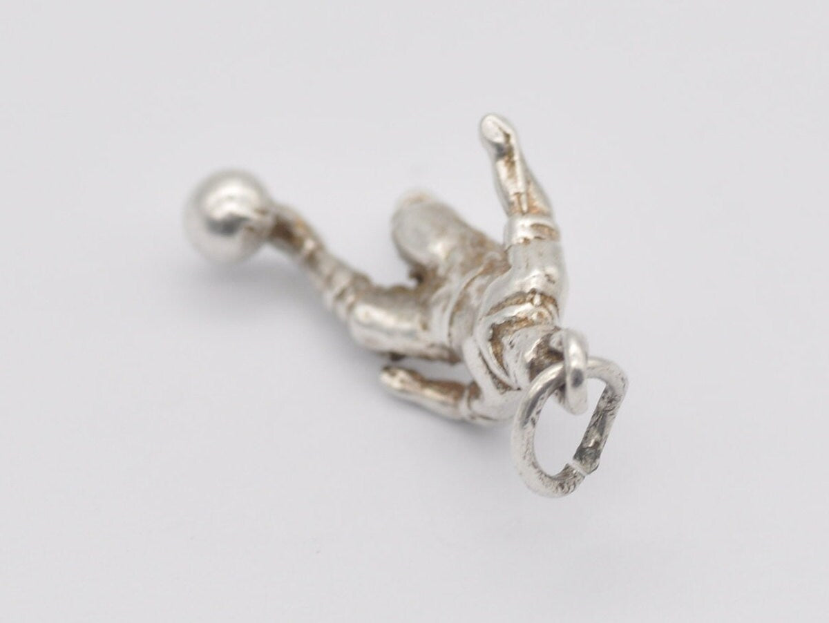 Vintage Sterling Silver Footballer Charm / Pendant - Sport / Soccer / Football / Charm Bracelet