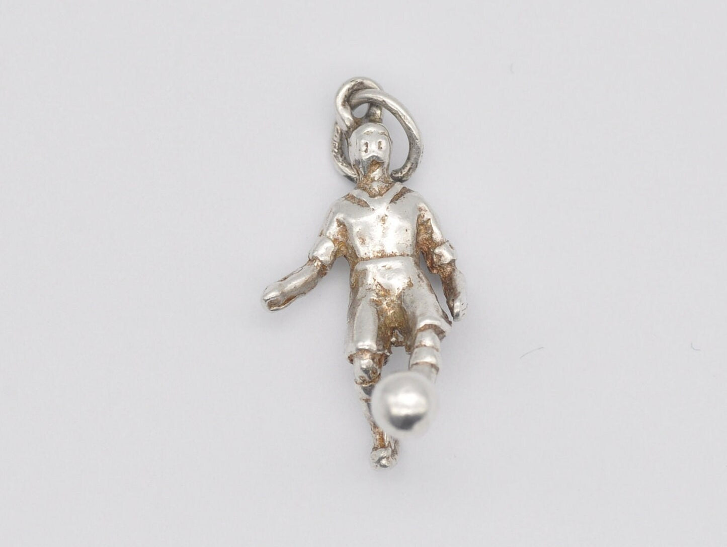 Vintage Sterling Silver Footballer Charm / Pendant - Sport / Soccer / Football / Charm Bracelet