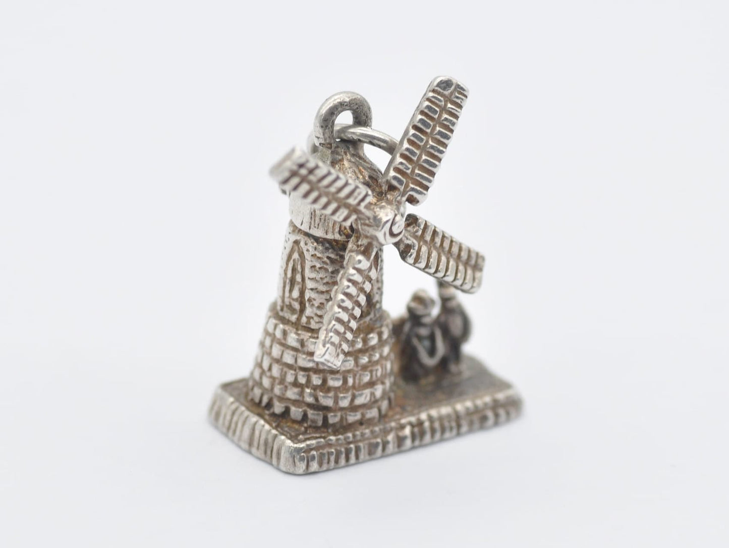 Vintage Sterling Silver Moving Windmill Charm / Pendant - People / Spinner / Charm Bracelet