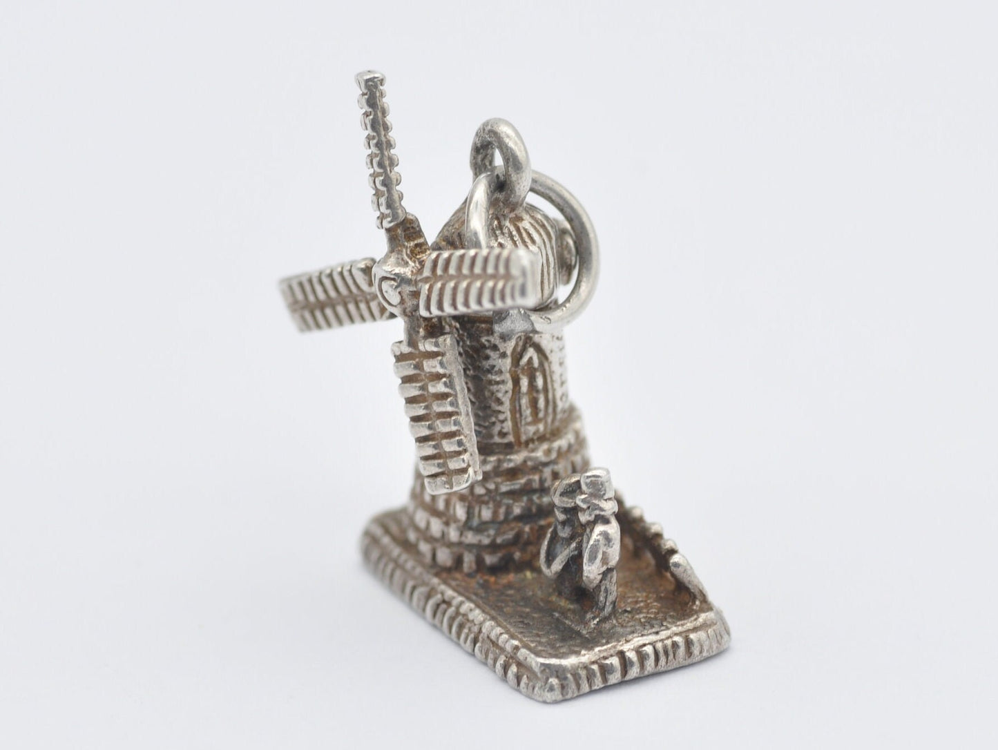 Vintage Sterling Silver Moving Windmill Charm / Pendant - People / Spinner / Charm Bracelet