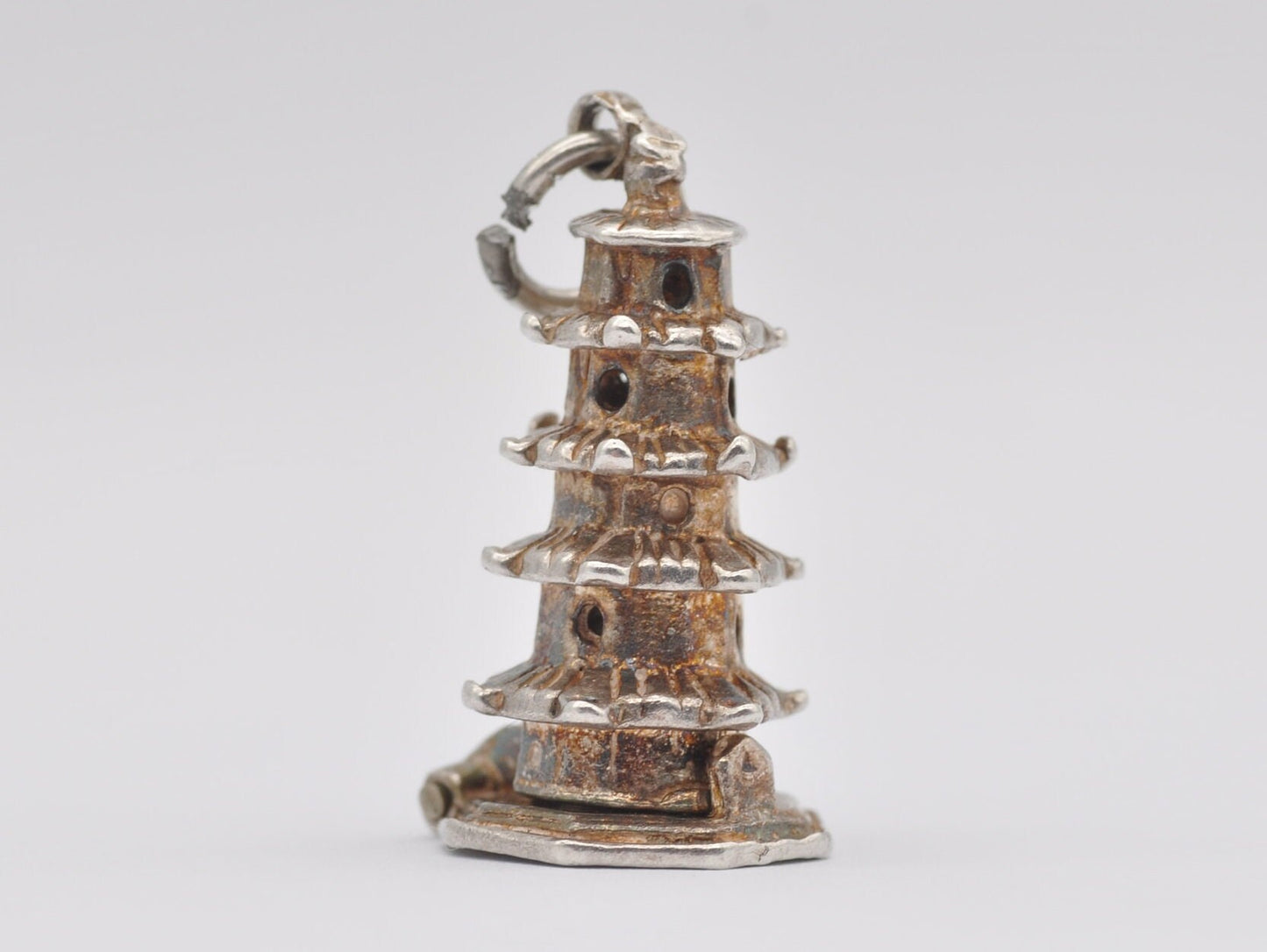 Vintage Silver Pagoda Opening Charm / Pendant - Buddha / Praying / Monk / Sterling Silver / Charm Bracelet