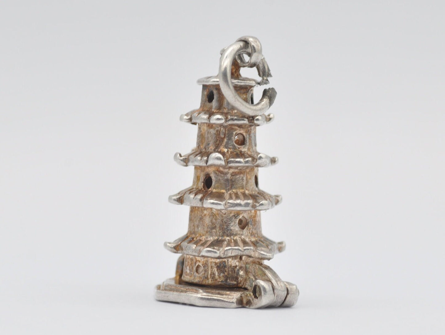 Vintage Silver Pagoda Opening Charm / Pendant - Buddha / Praying / Monk / Sterling Silver / Charm Bracelet