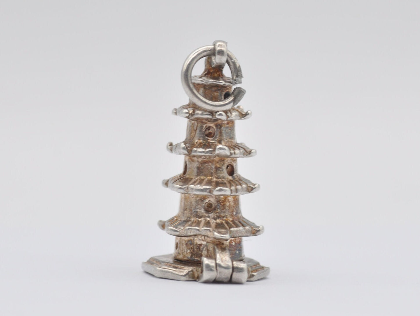 Vintage Silver Pagoda Opening Charm / Pendant - Buddha / Praying / Monk / Sterling Silver / Charm Bracelet