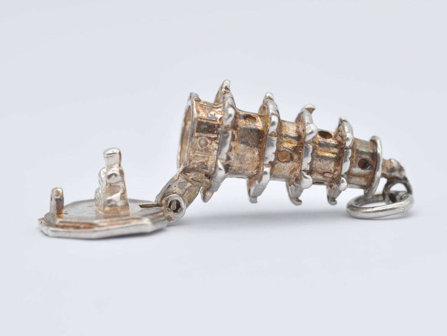 Vintage Silver Pagoda Opening Charm / Pendant - Buddha / Praying / Monk / Sterling Silver / Charm Bracelet