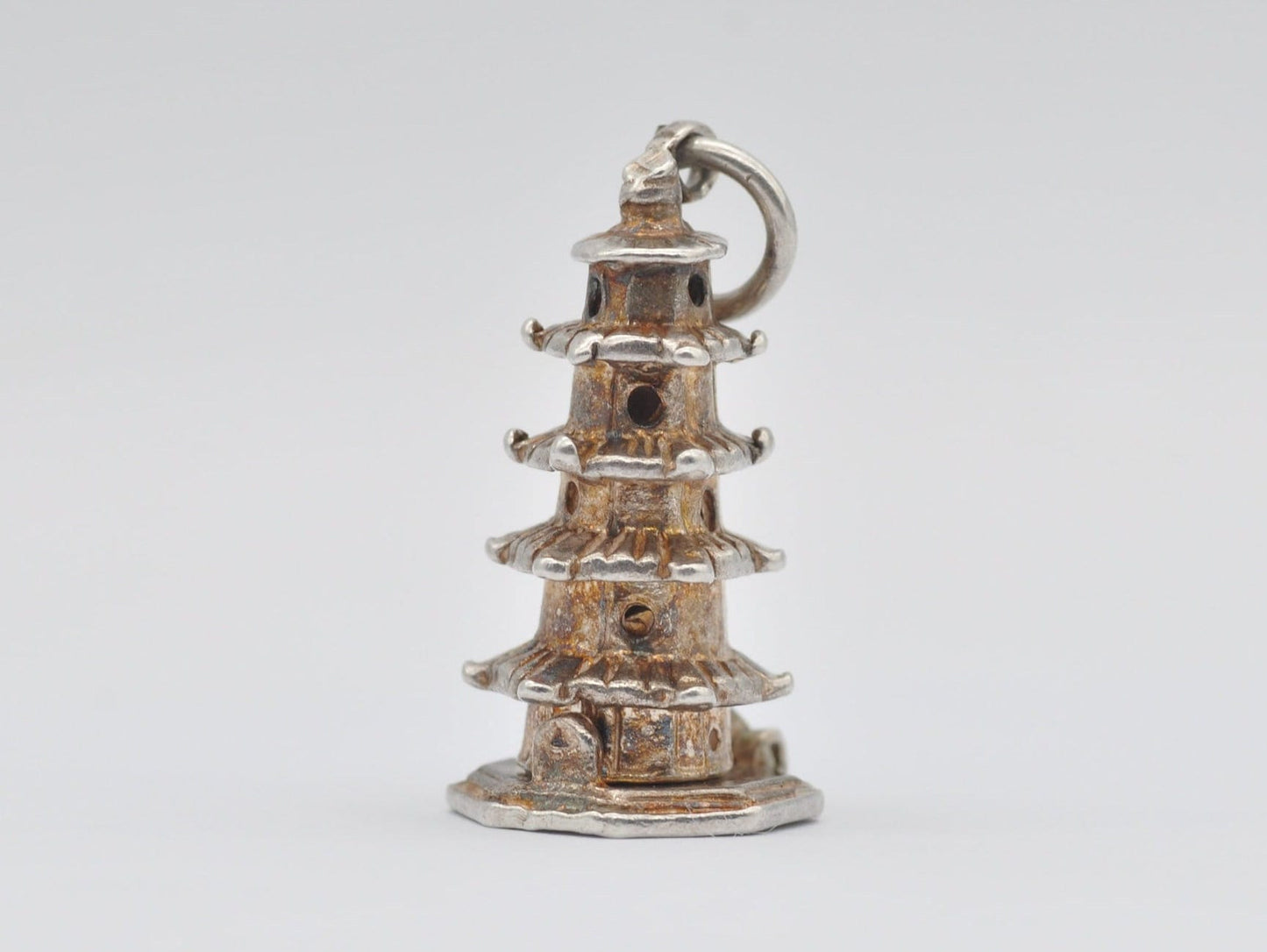 Vintage Silver Pagoda Opening Charm / Pendant - Buddha / Praying / Monk / Sterling Silver / Charm Bracelet
