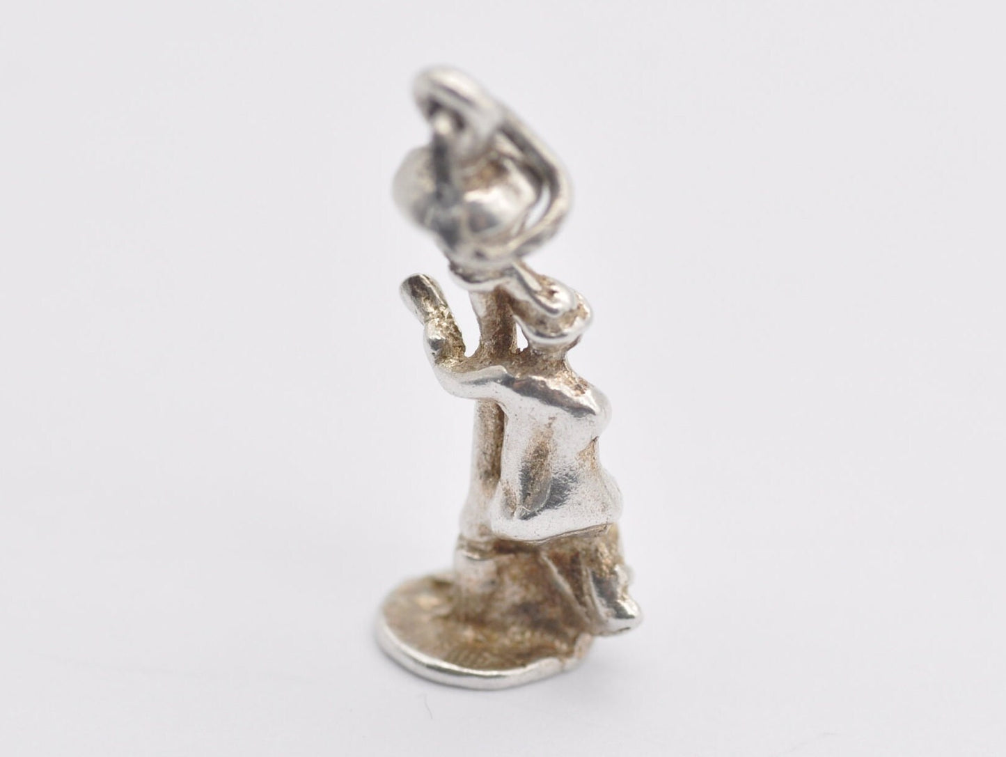 Vintage Silver Drunk Man on a Lamp Post Charm / Pendant - Drinking / Fun / Sterling Silver / Charm Bracelet