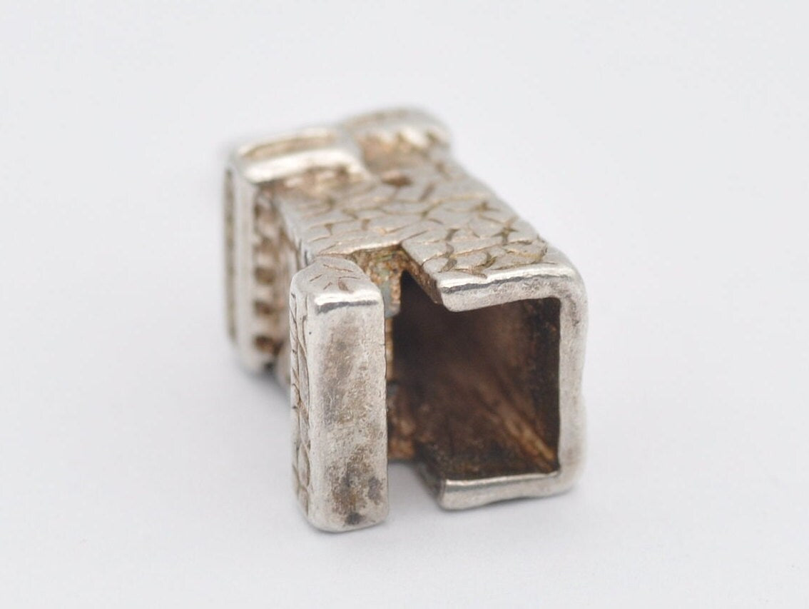 Vintage Silver Tower Charm / Pendant - 925 Sterling Silver / 1970s / Tower Turret / Farm Store / Brickwork / Detailed / Charm Bracelet