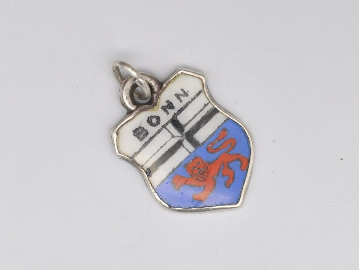 Vintage Silver and Enamel Bonn Souvenir Charm / Pendant - Tourist / German City / Germany / Charm Bracelet / 800